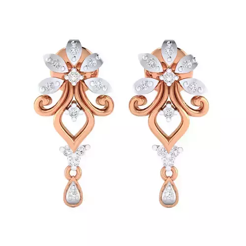Women Long Drop Earrings STL JCD OBJ FBX Renders Details