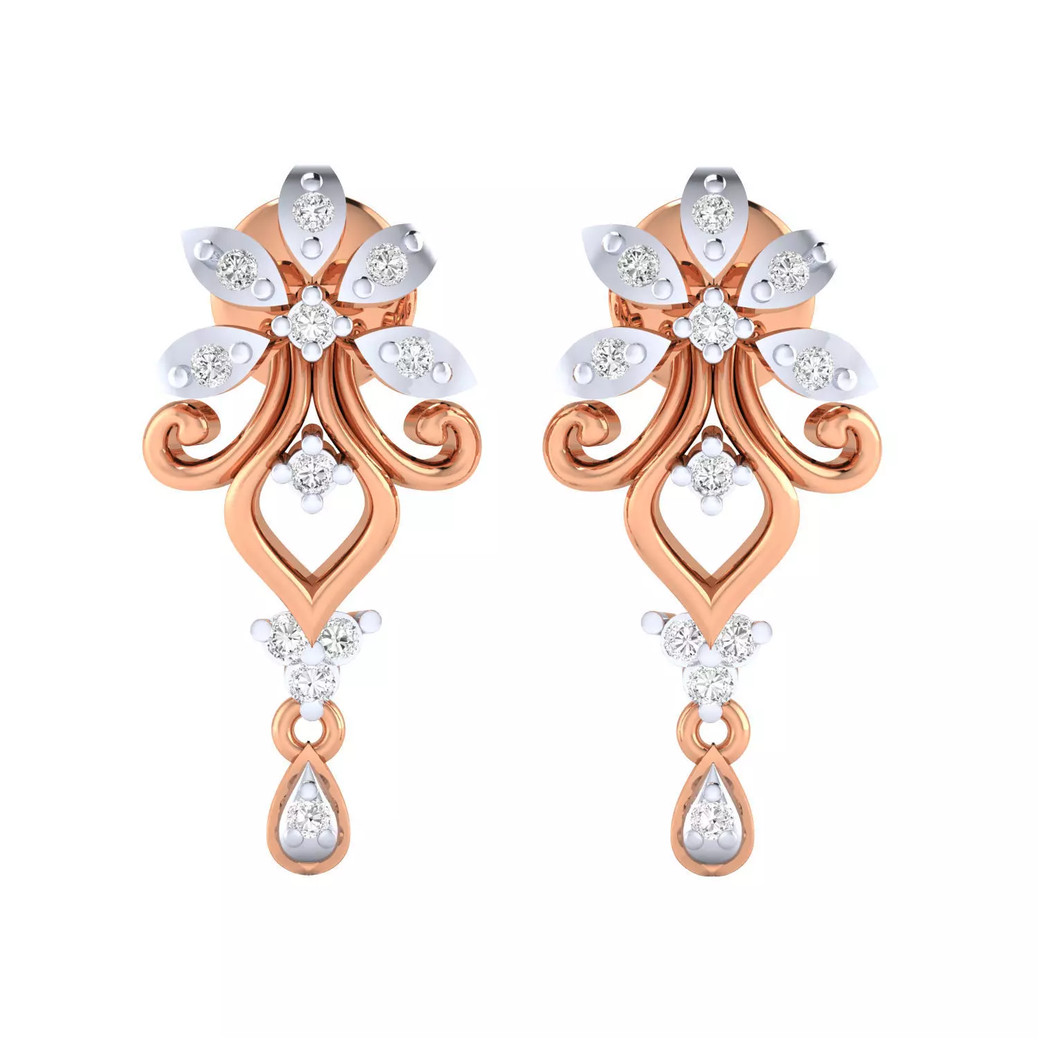 Women Long Drop Earrings STL JCD OBJ FBX Renders Details 3D print model