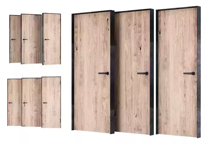 Wooden Door Set V1  3D model