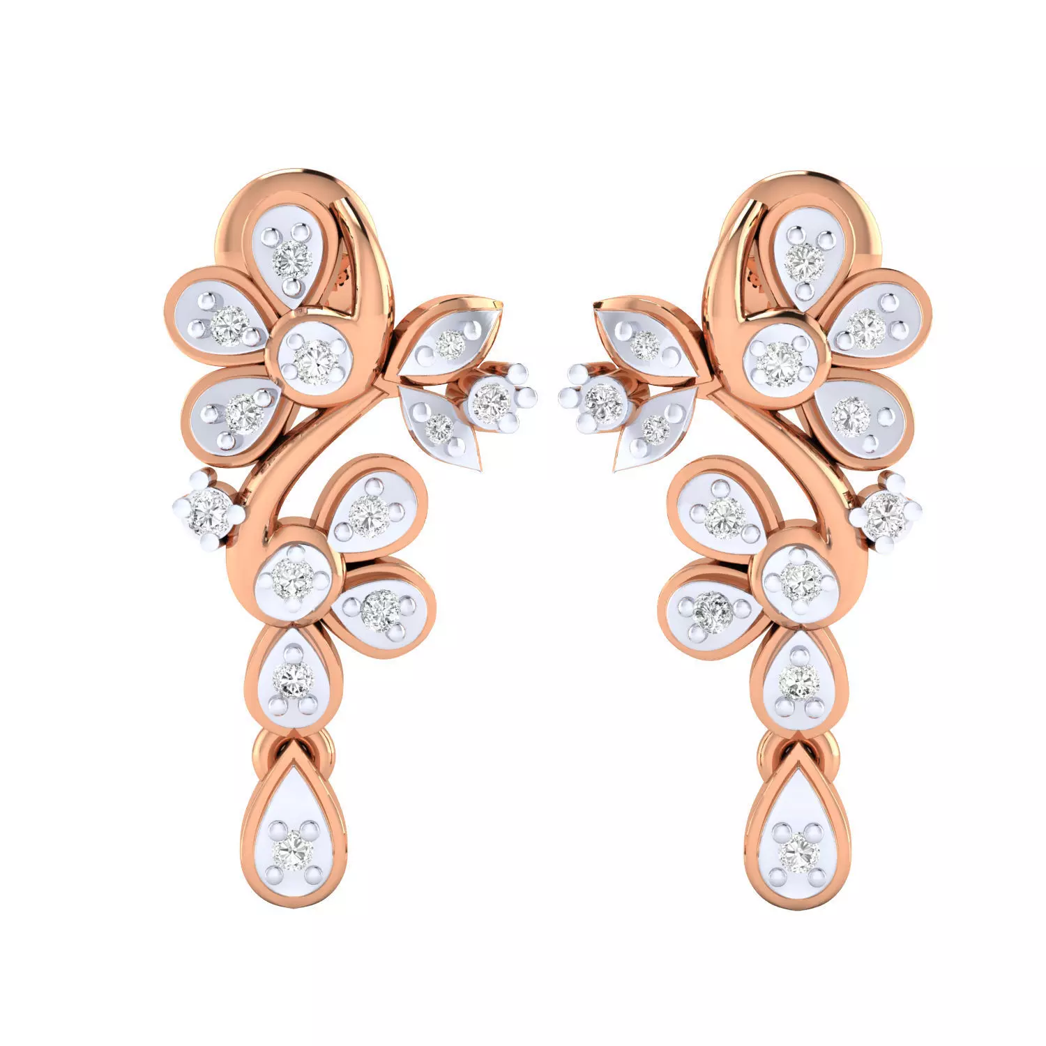 Women Long Drop Earrings STL JCD OBJ FBX Renders Details 3D print model