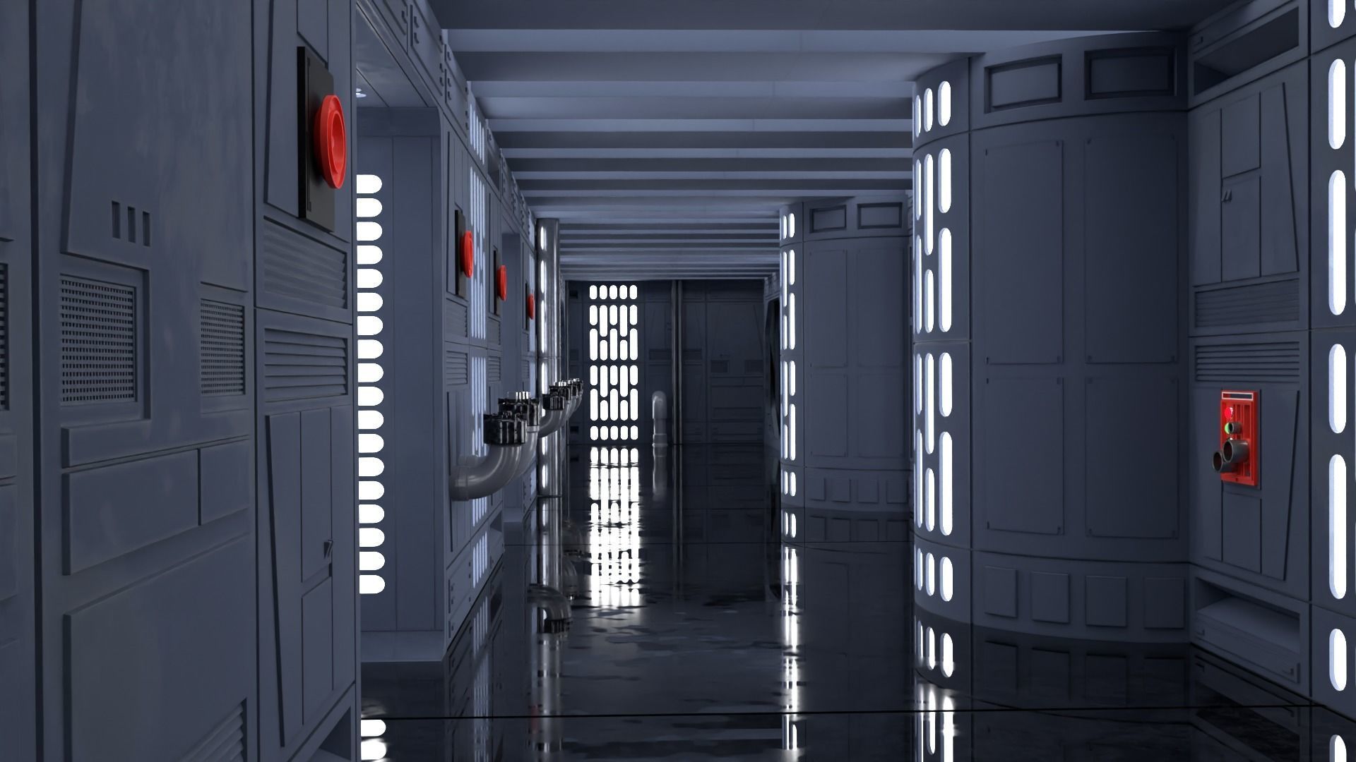 Death Star Wall Panel - E1 - 1-6 scale Hottoys  3D print model_19