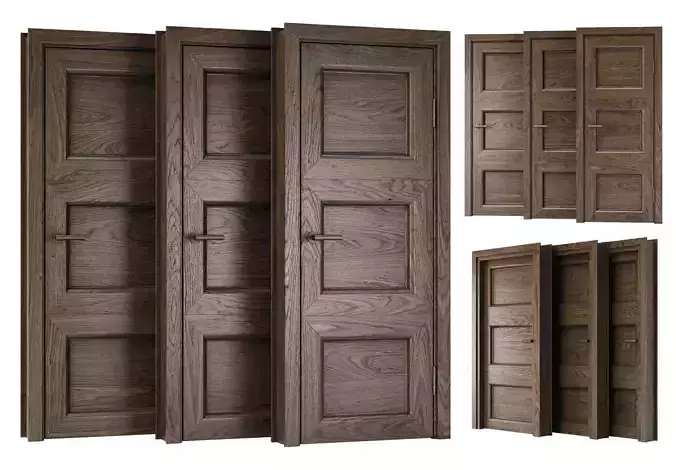 Wooden Door Set V3  3D model