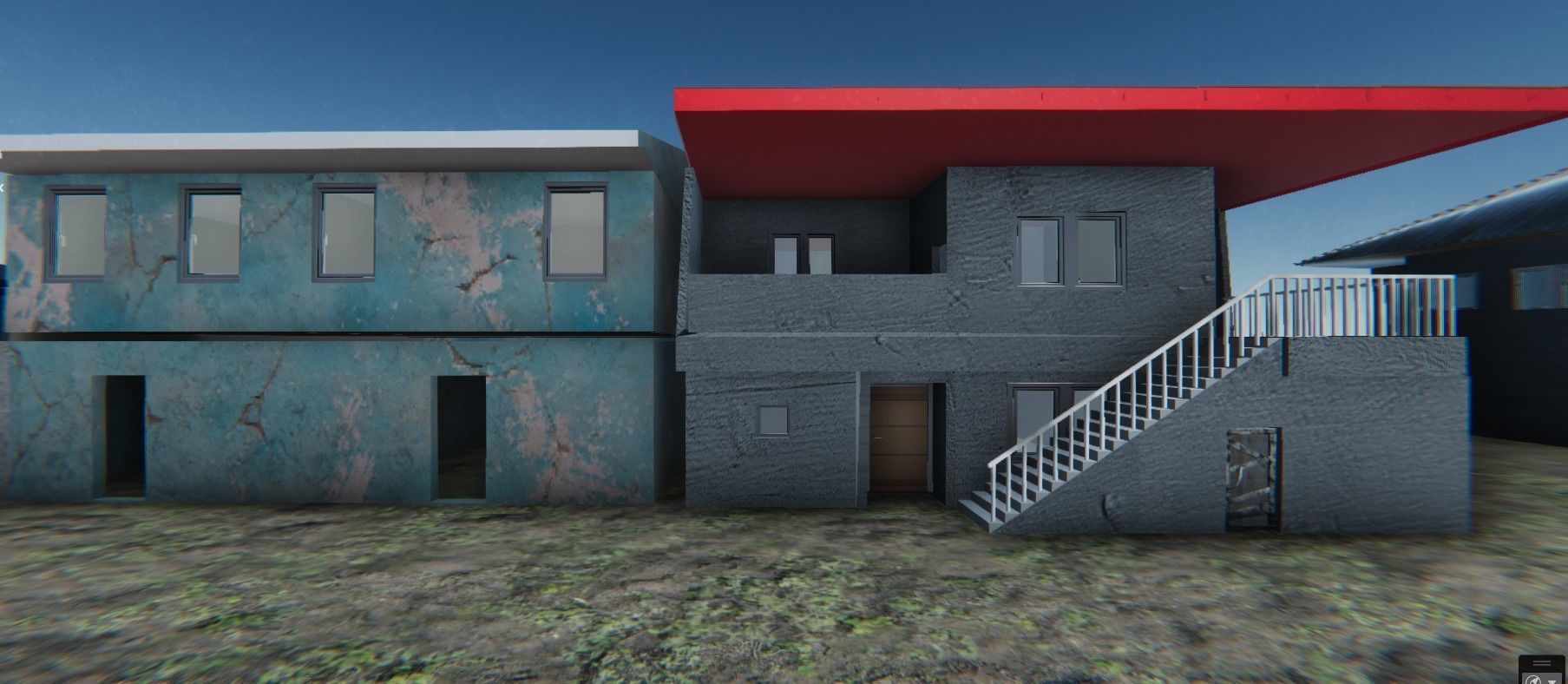 concrete village house  Low-poly 3D model_1