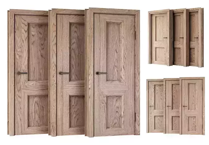 Wooden Door Set V5  3D model