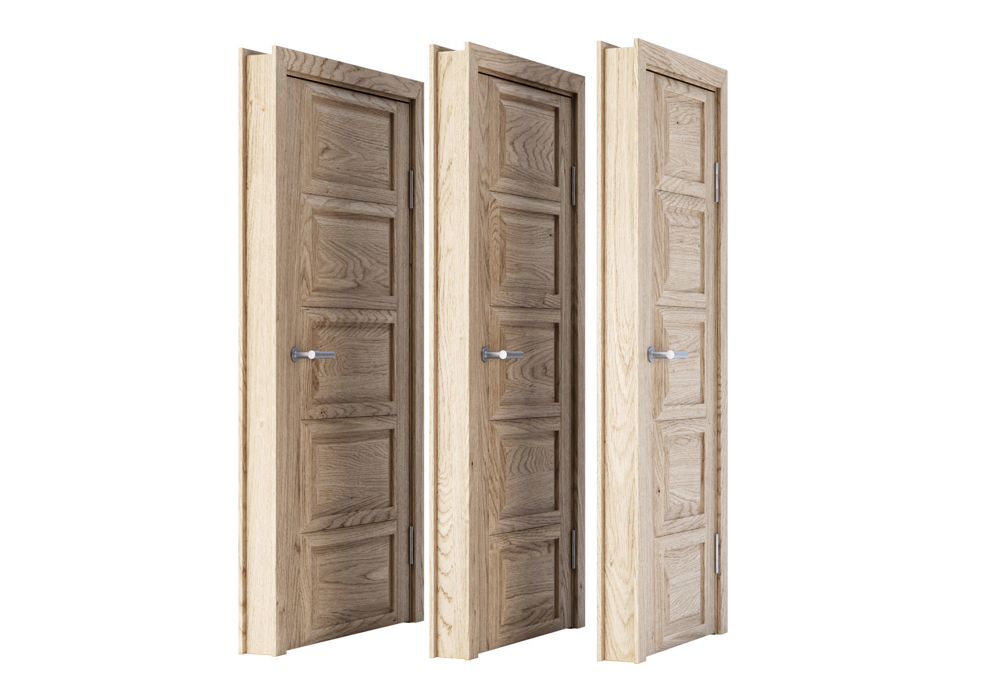 Wooden Door Set V6  3D model_2