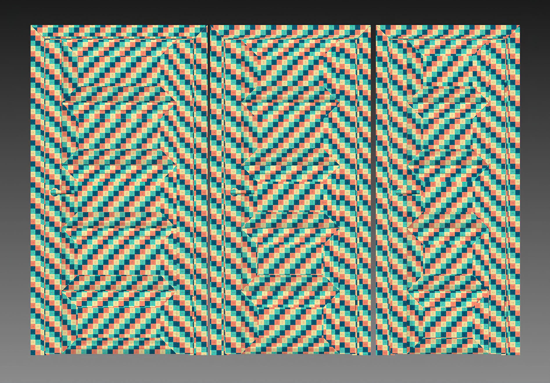 Wooden Door Set V6  3D model_5