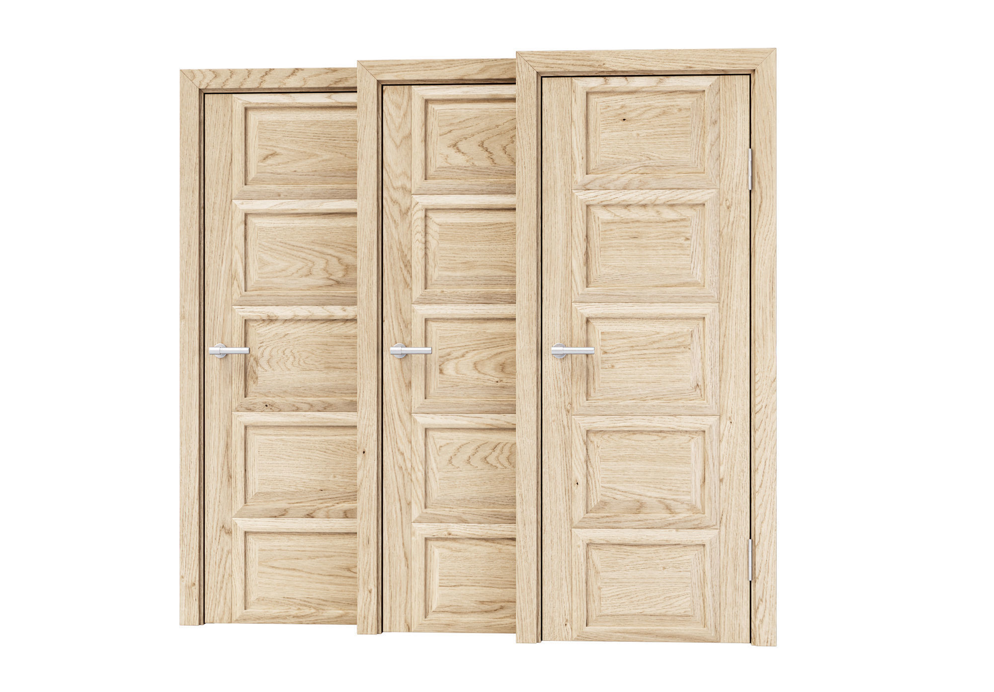 Wooden Door Set V6  3D model_4