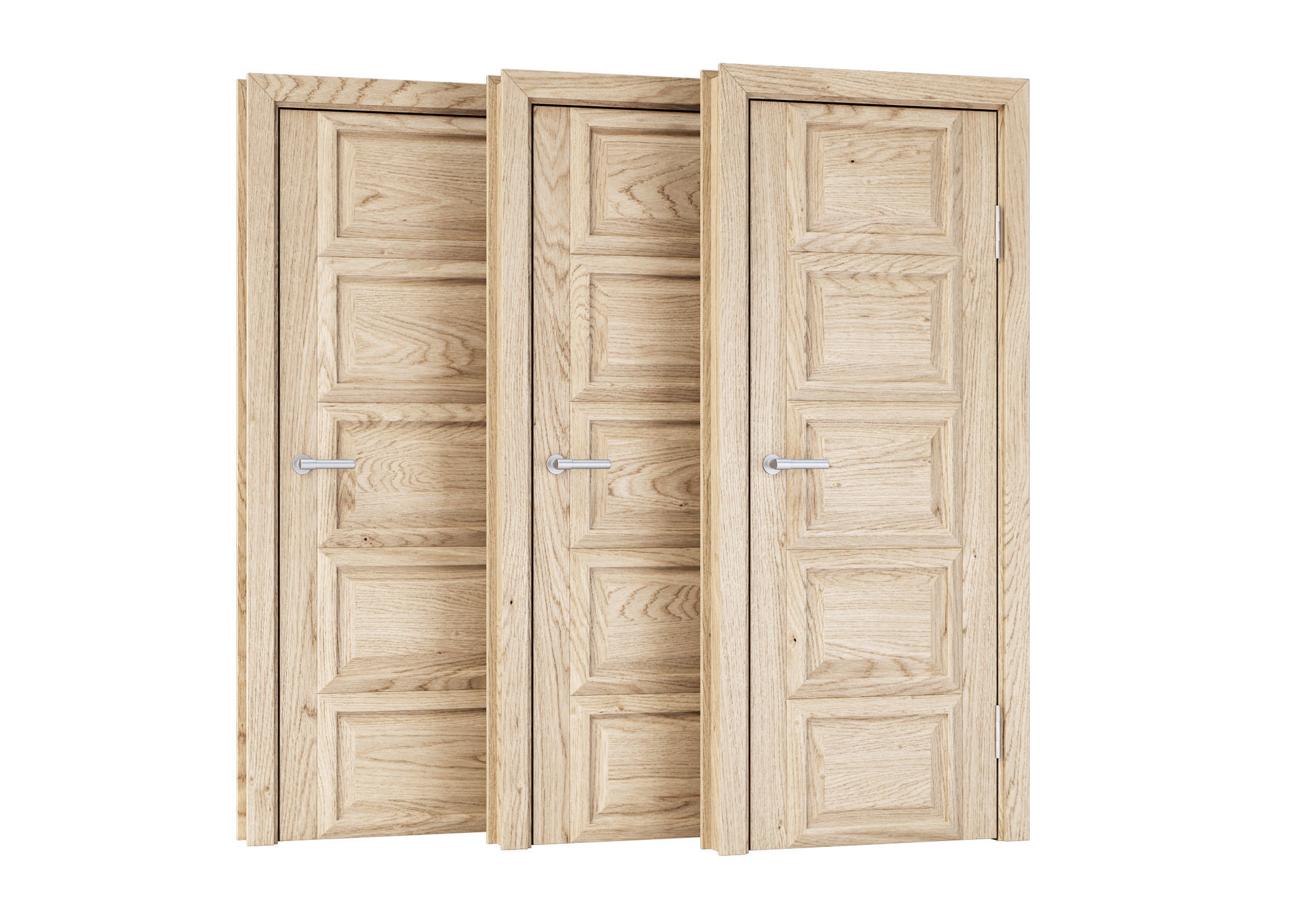 Wooden Door Set V6  3D model_1