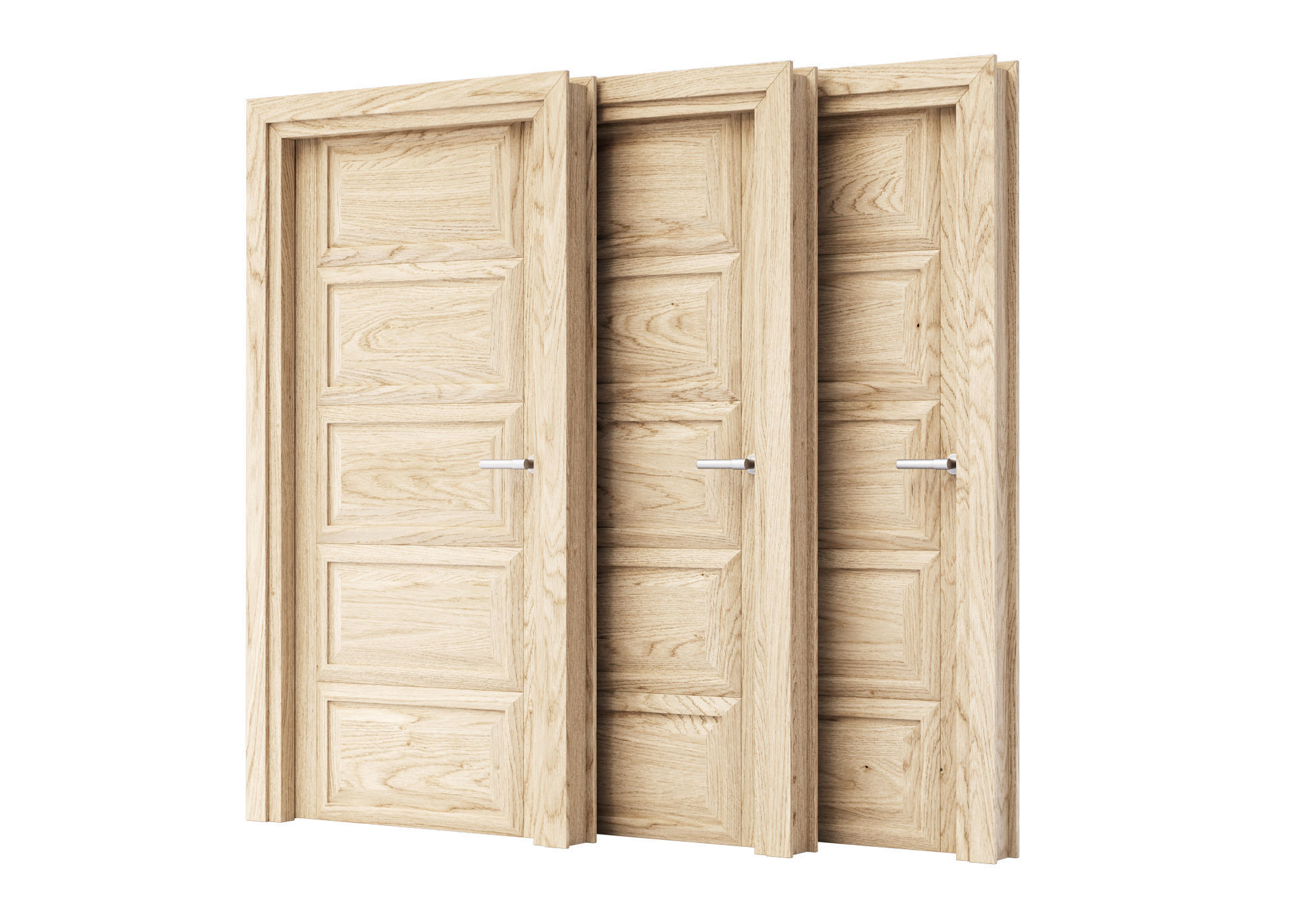 Wooden Door Set V6  3D model_3