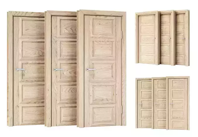 Wooden Door Set V6  3D model