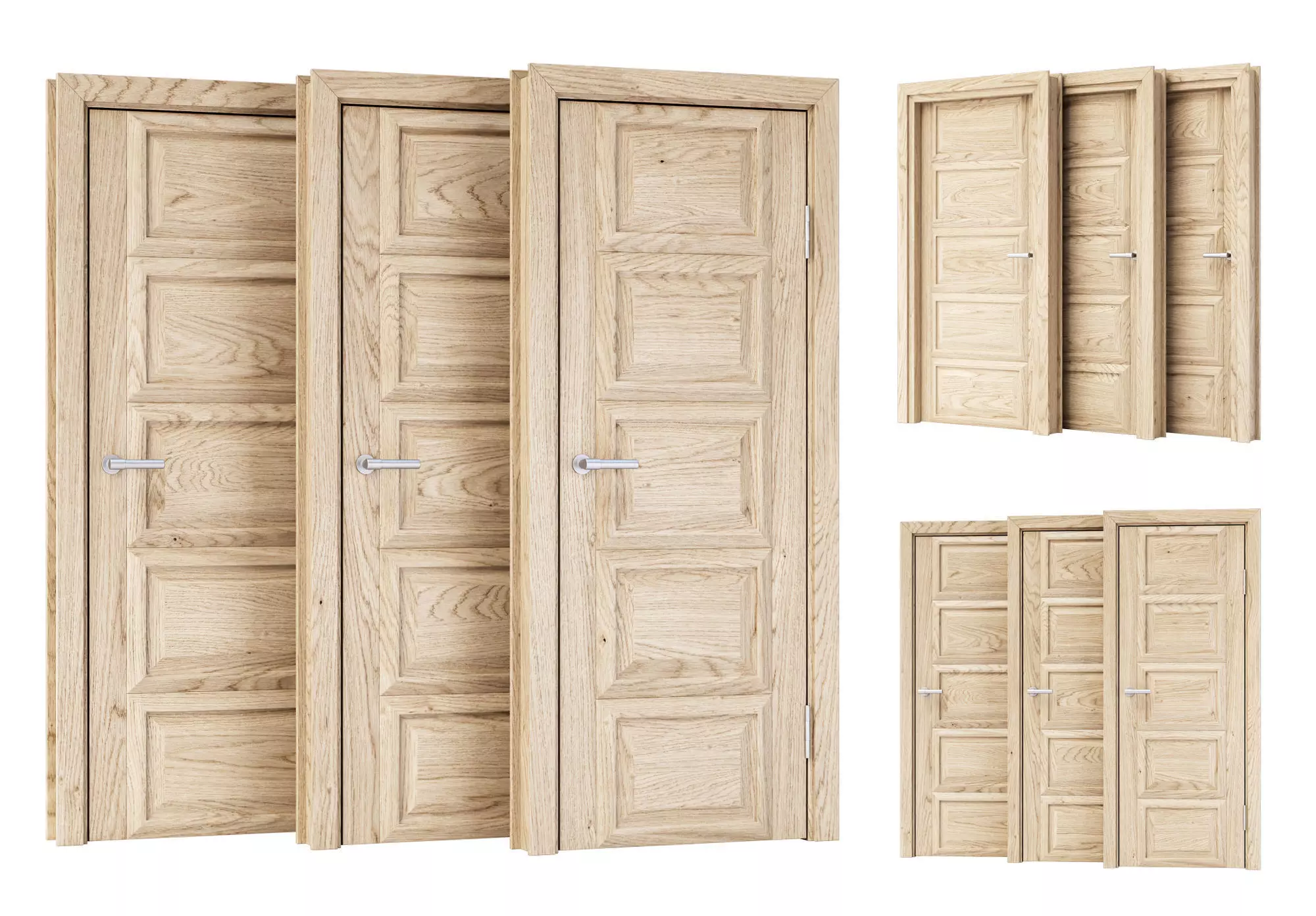 Wooden Door Set V6  3D model_0