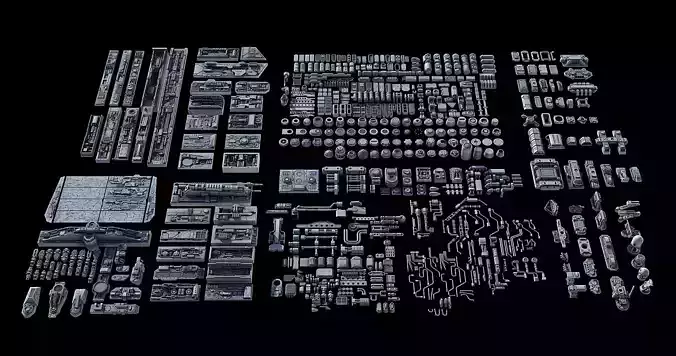 Sci-Fi KitBash and Props Pack Full set 3D model