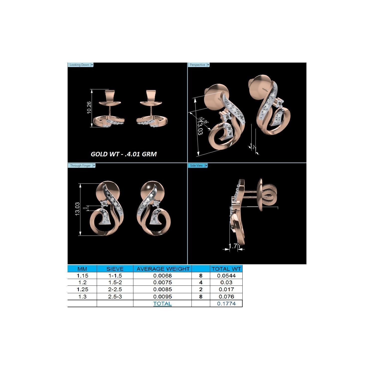 Women Earrings STL JCD OBJ FBX Renders Details 3D print model_12