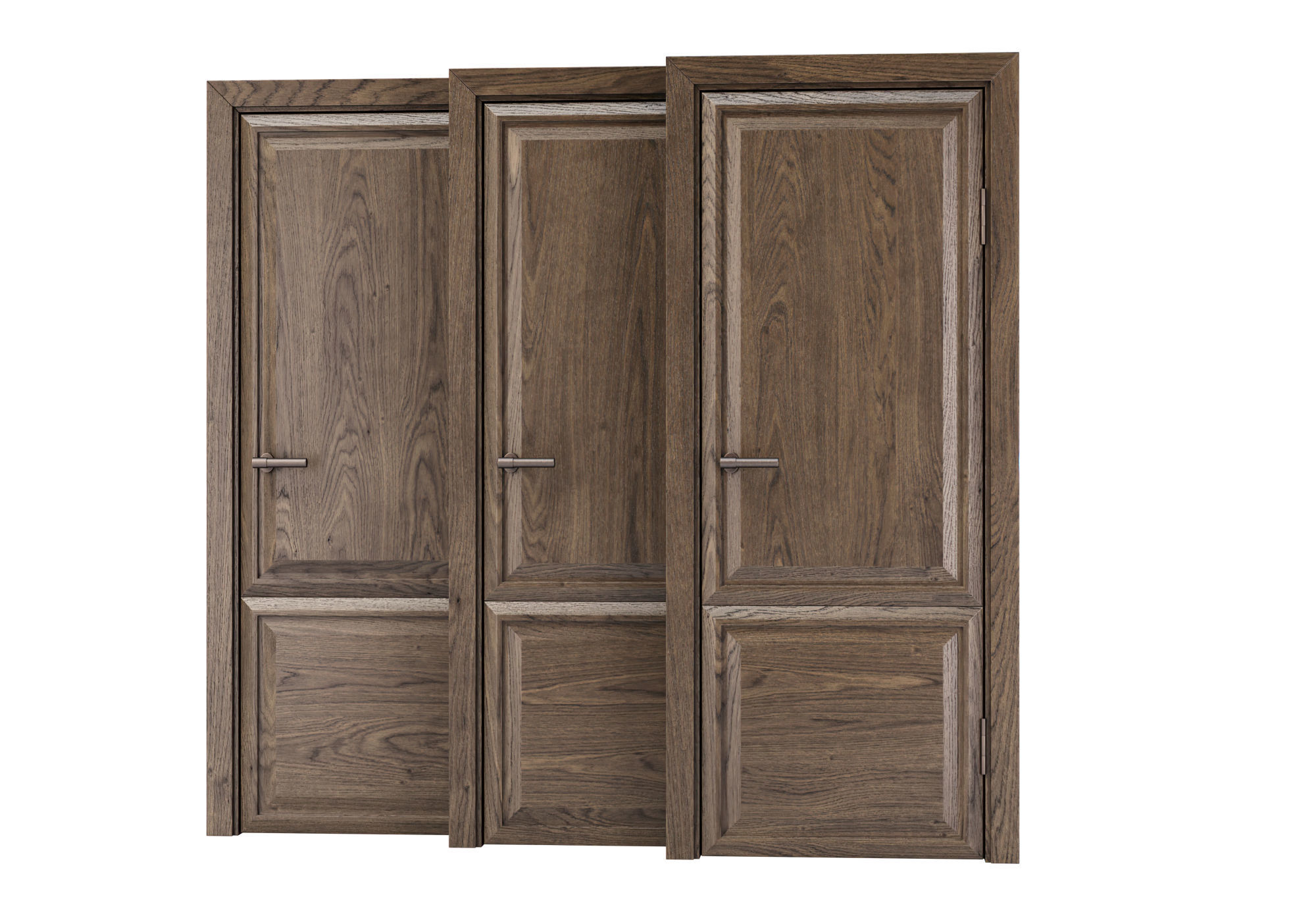 Wooden Door Set V7  3D model_4