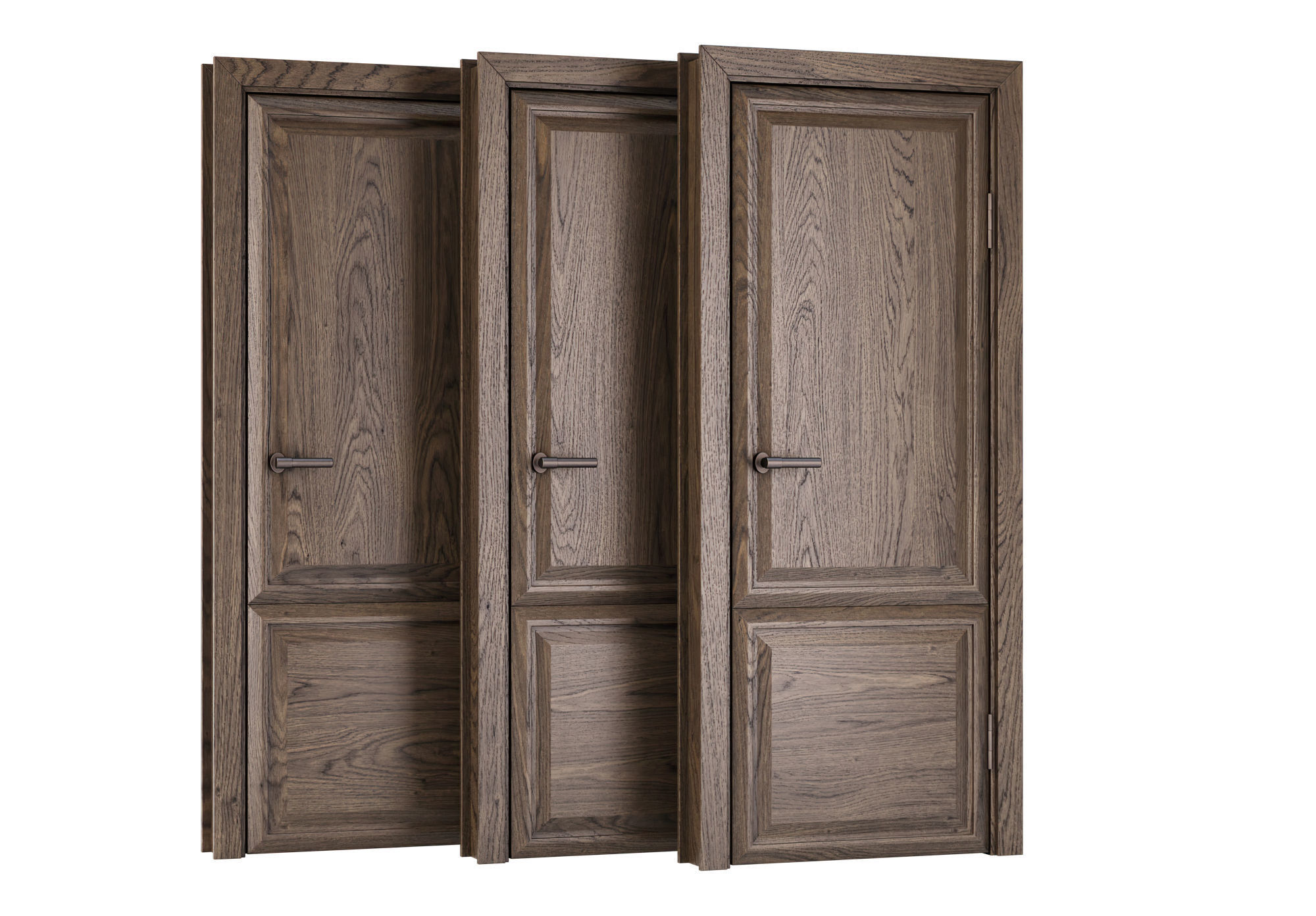 Wooden Door Set V7  3D model_1