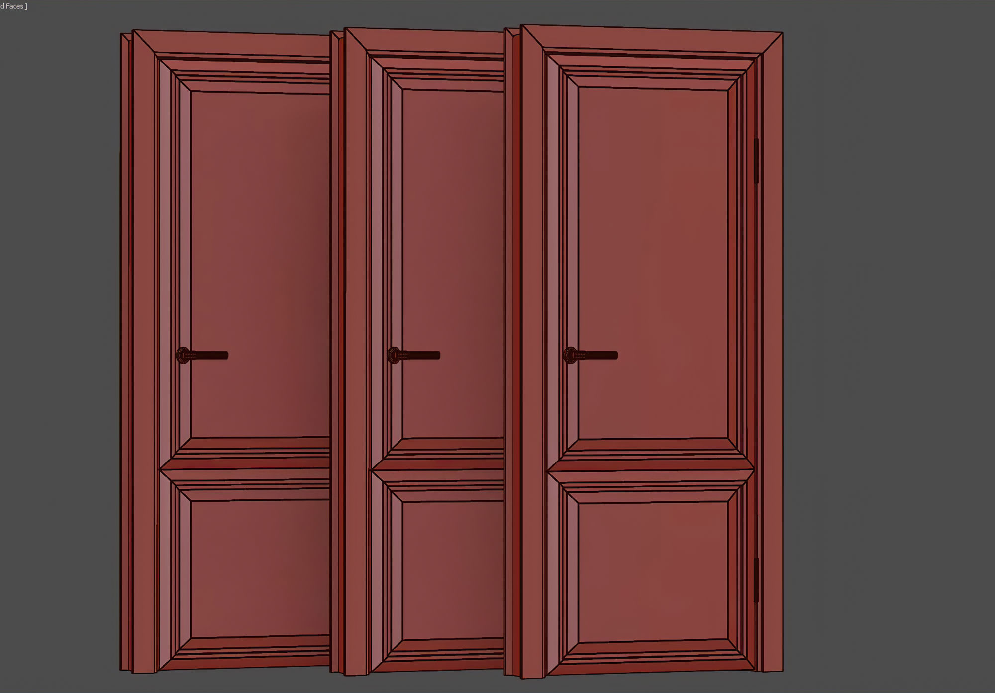 Wooden Door Set V7  3D model_6