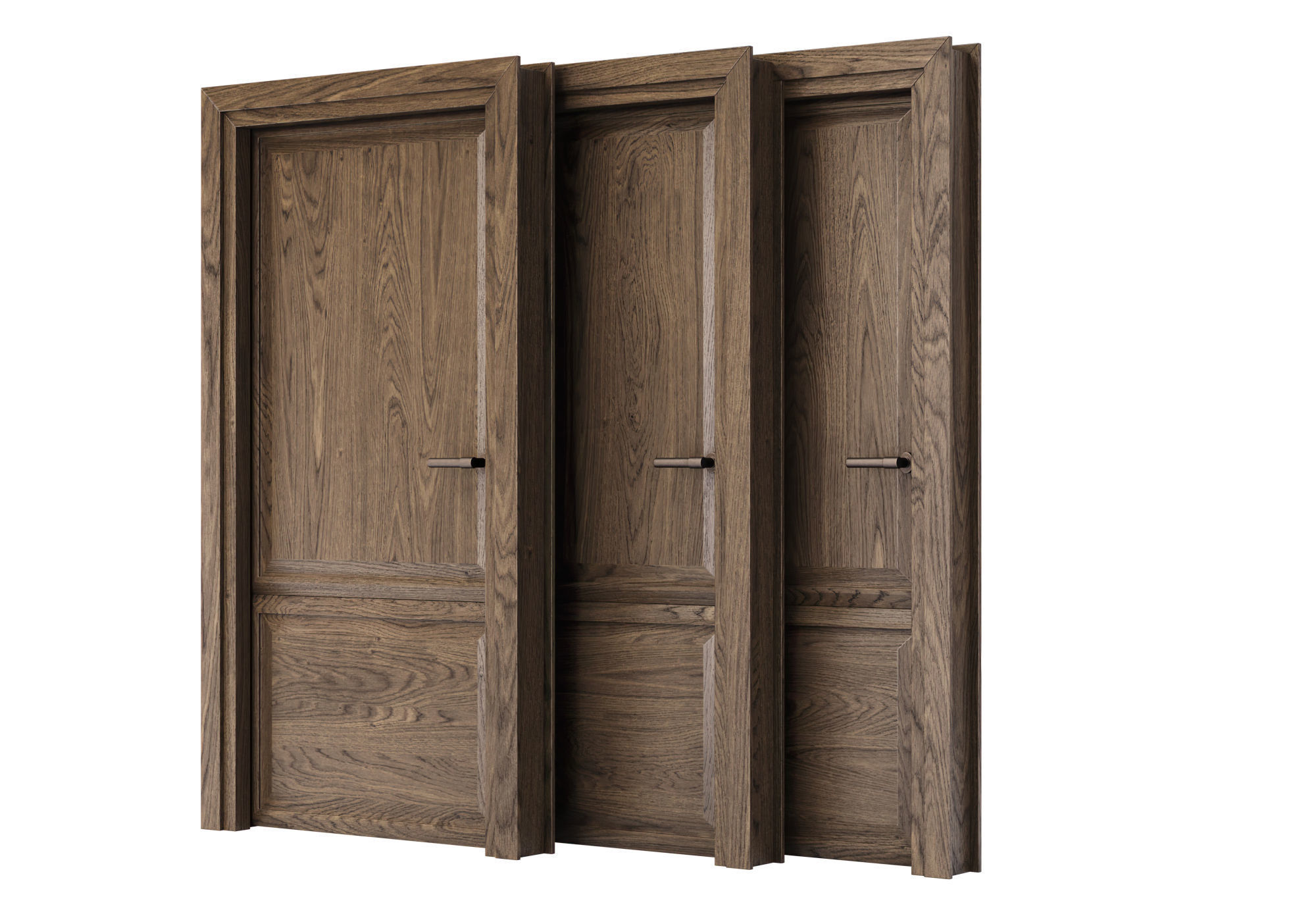 Wooden Door Set V7  3D model_3