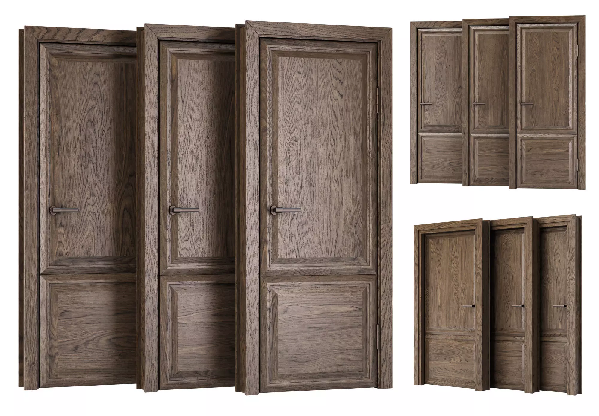 Wooden Door Set V7  3D model_0