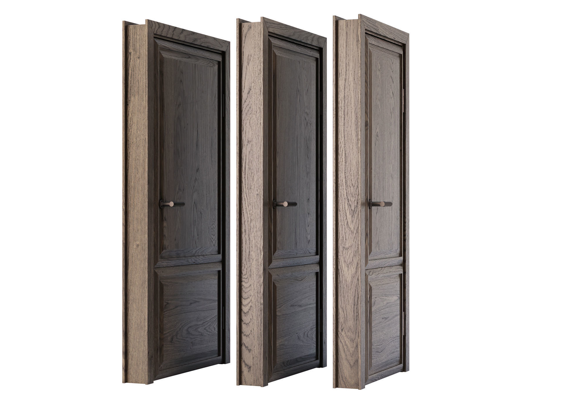 Wooden Door Set V7  3D model_2