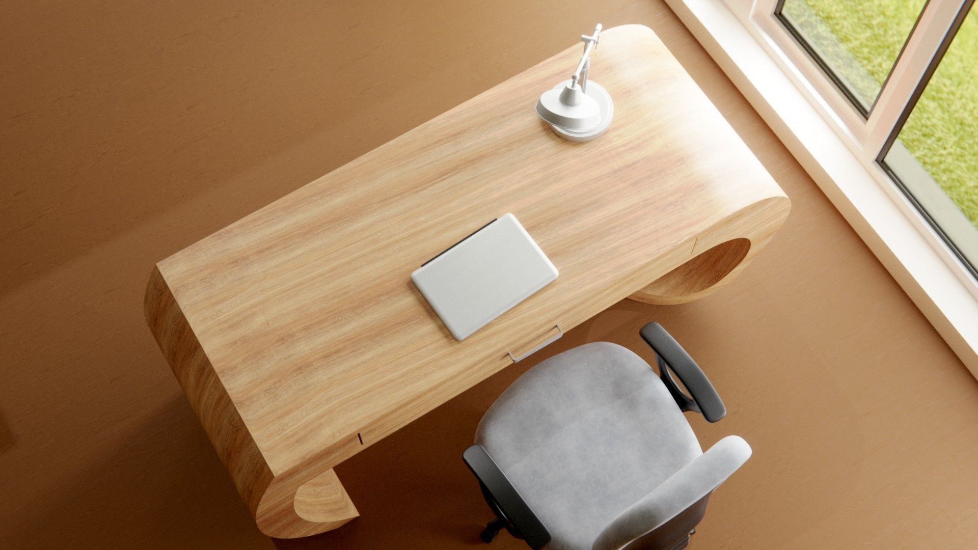 Office Desk Low-poly 3D model_3