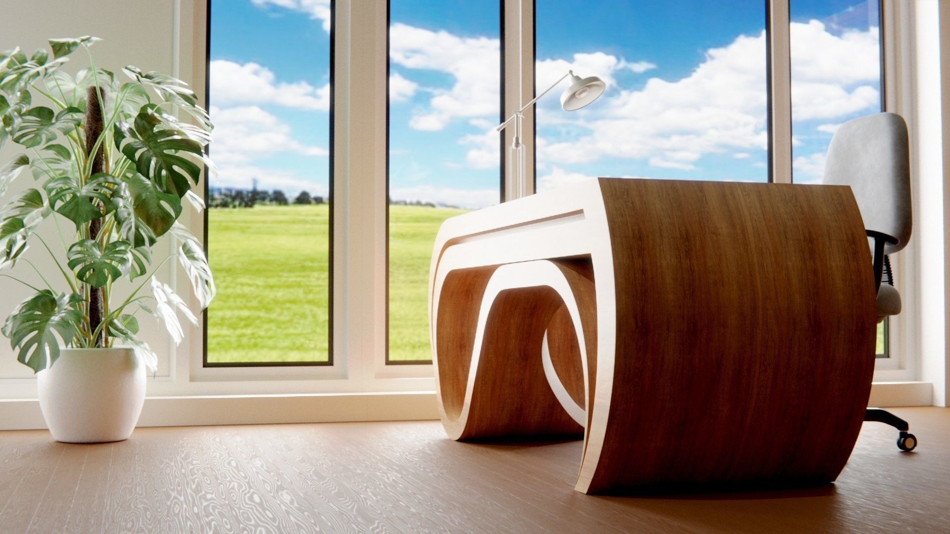 Office Desk Low-poly 3D model_1