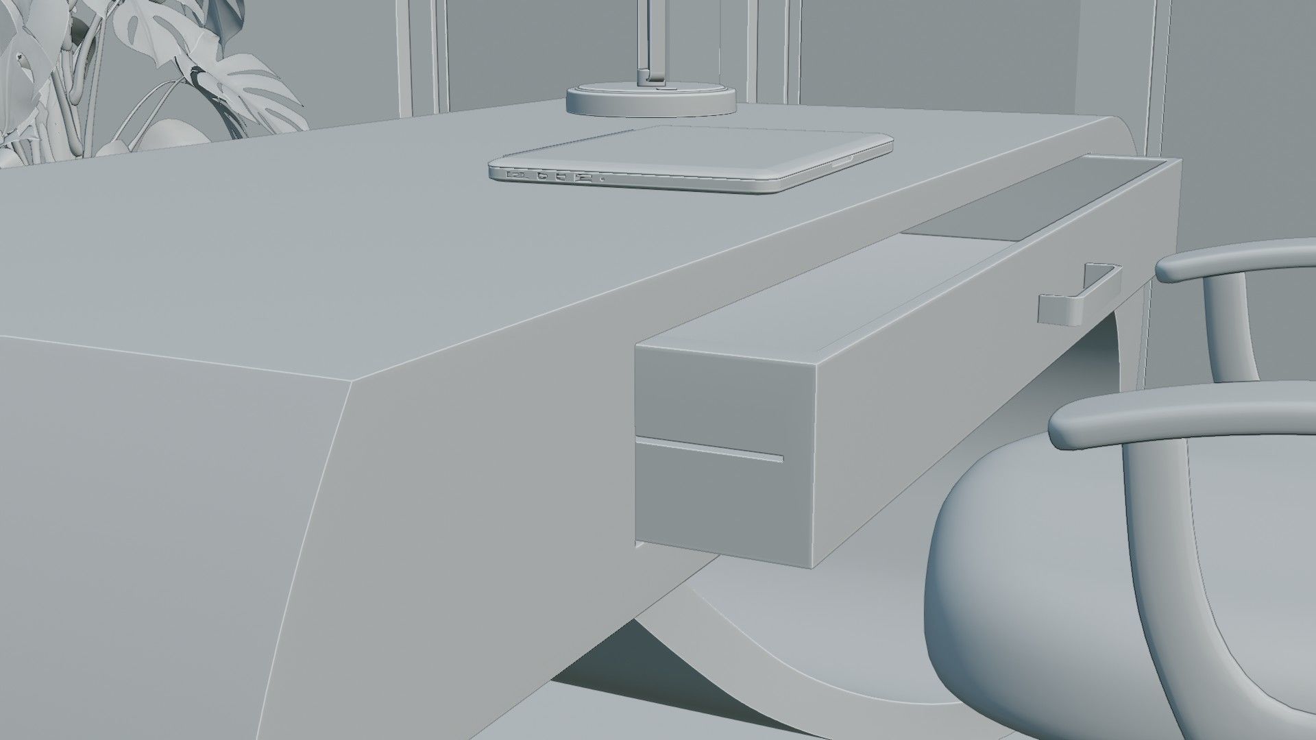 Office Desk Low-poly 3D model_9