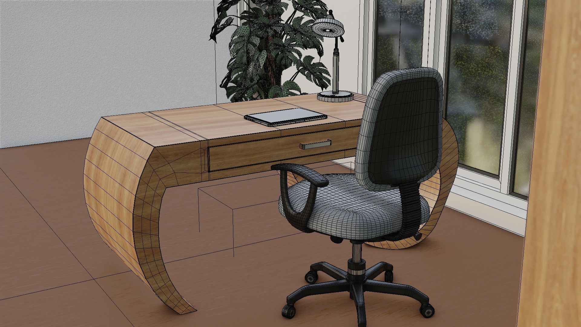 Office Desk Low-poly 3D model_22