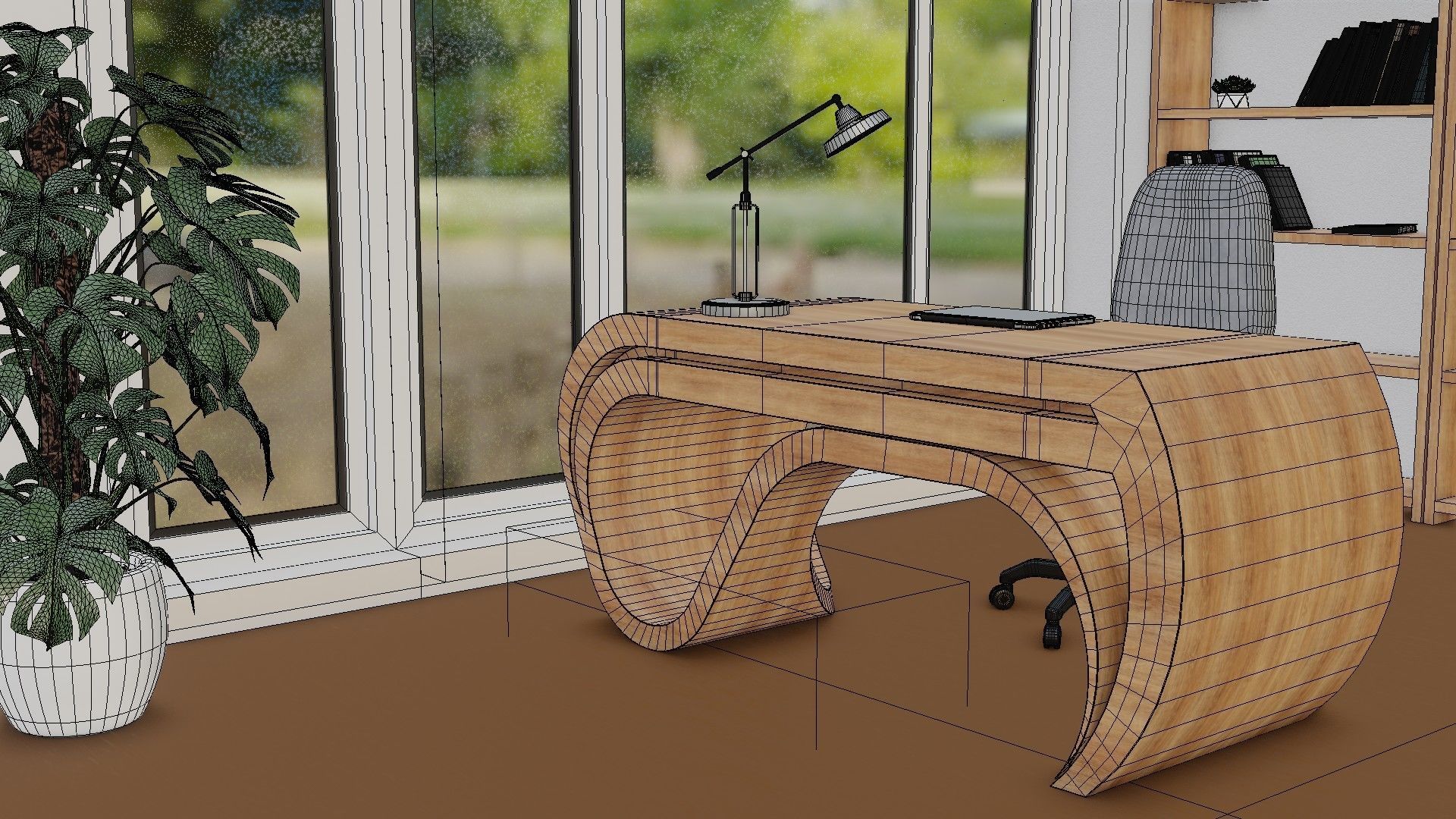 Office Desk Low-poly 3D model_20