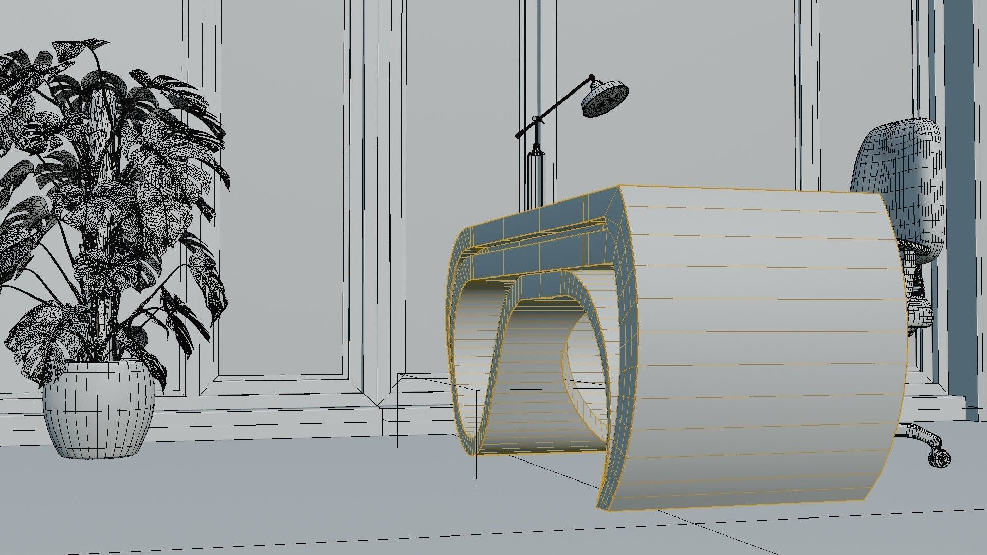 Office Desk Low-poly 3D model_16