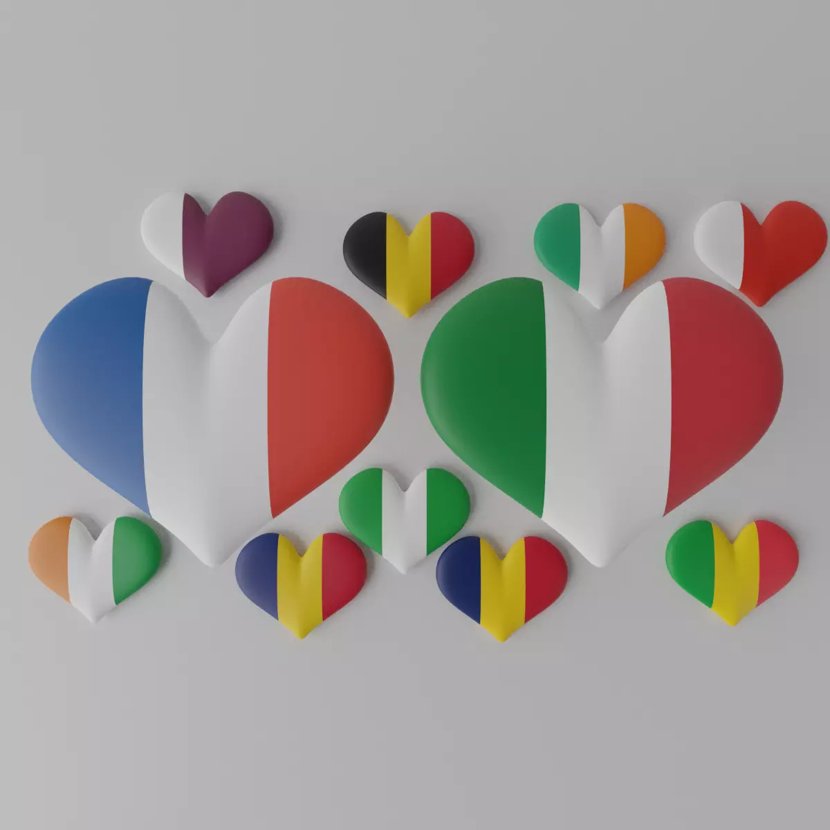 Heart Shaped Flag Collection Low-poly 3D model