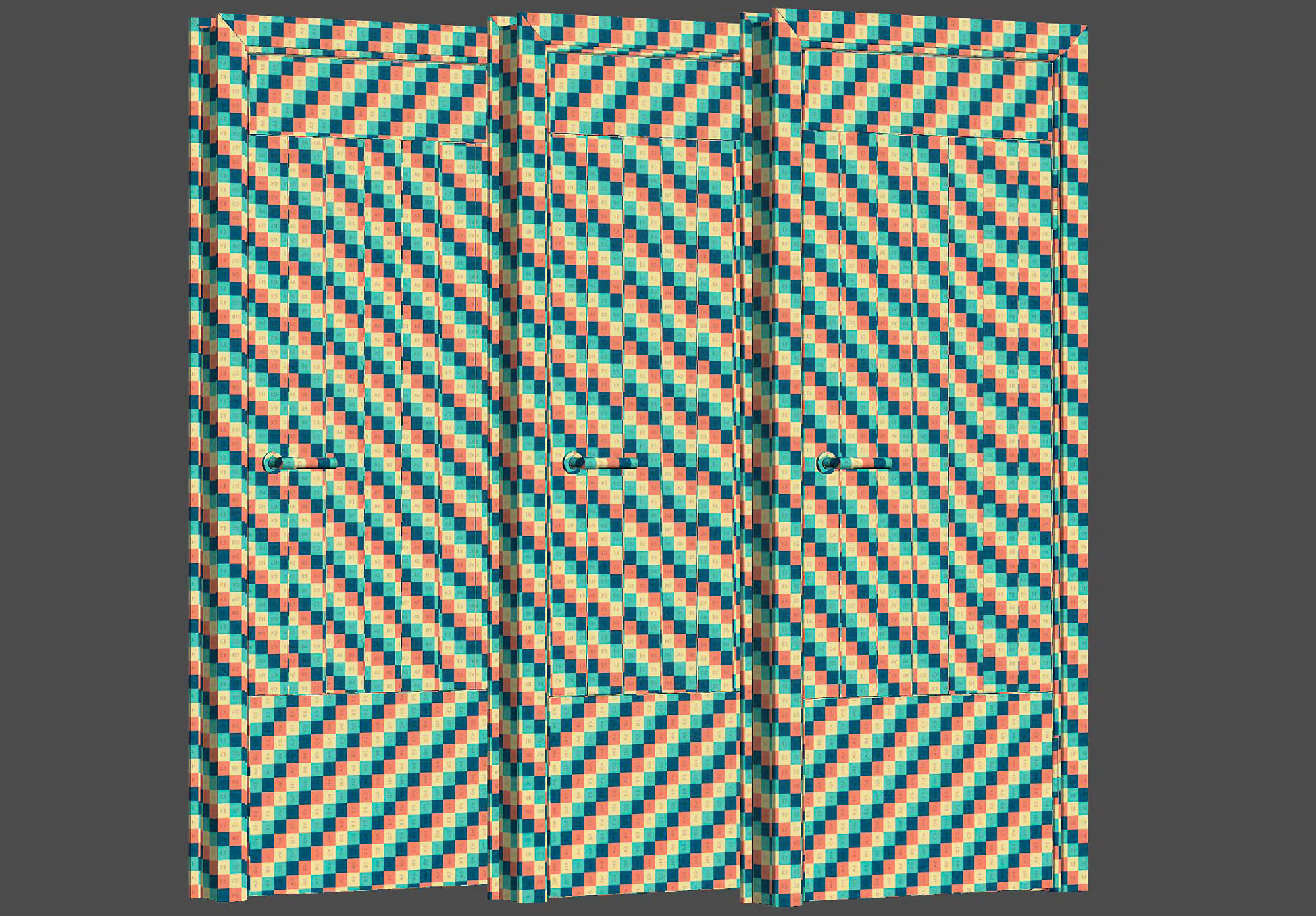 Wooden Door Set V12  3D model_5