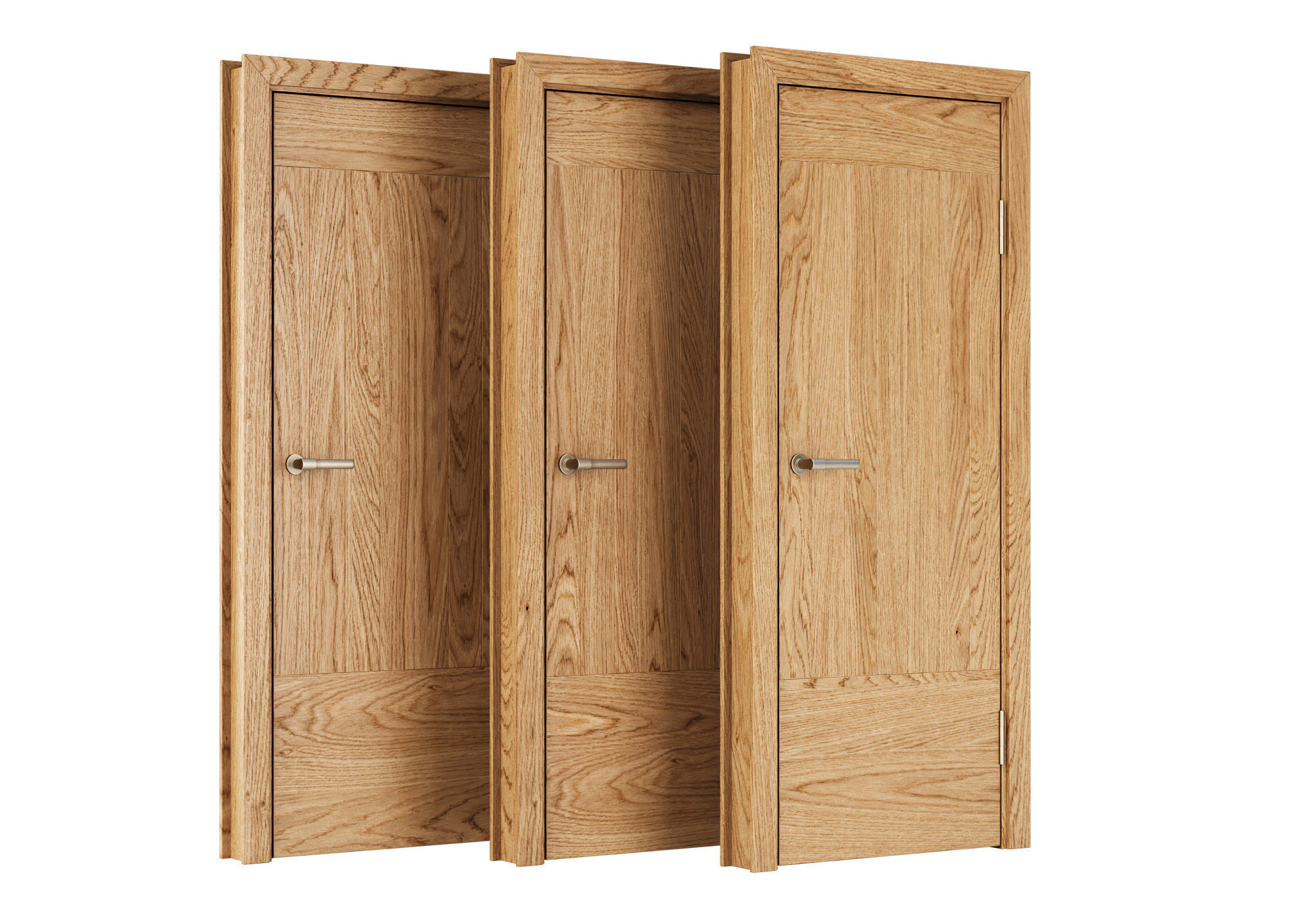 Wooden Door Set V12  3D model_1