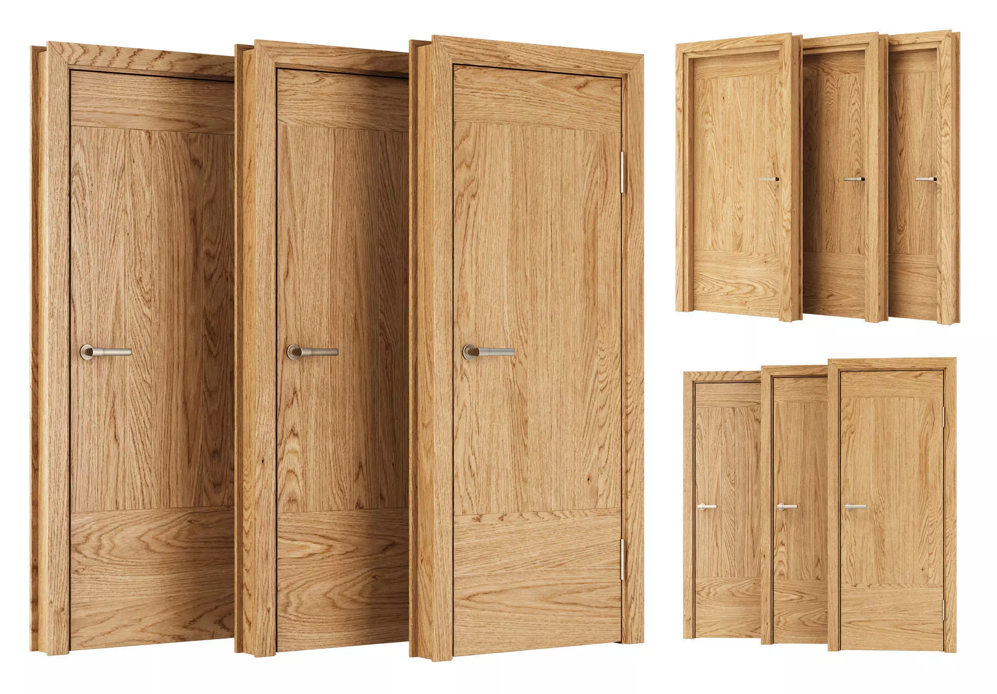 Wooden Door Set V12  3D model_0
