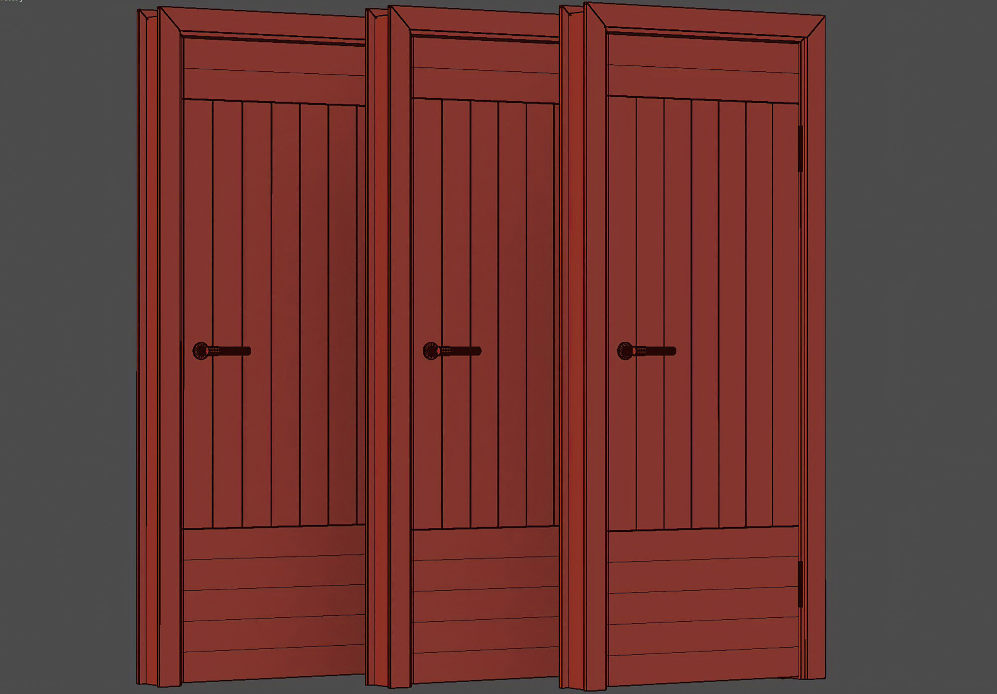 Wooden Door Set V12  3D model_6