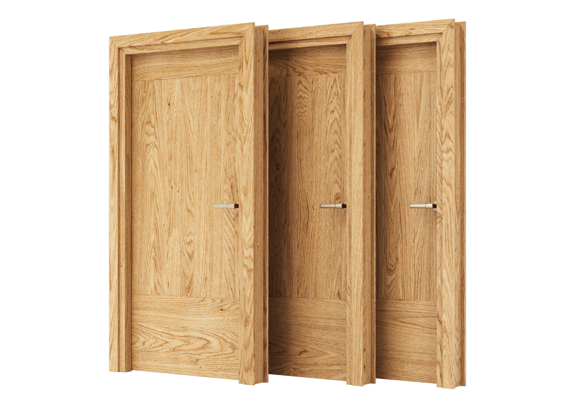 Wooden Door Set V12  3D model_3