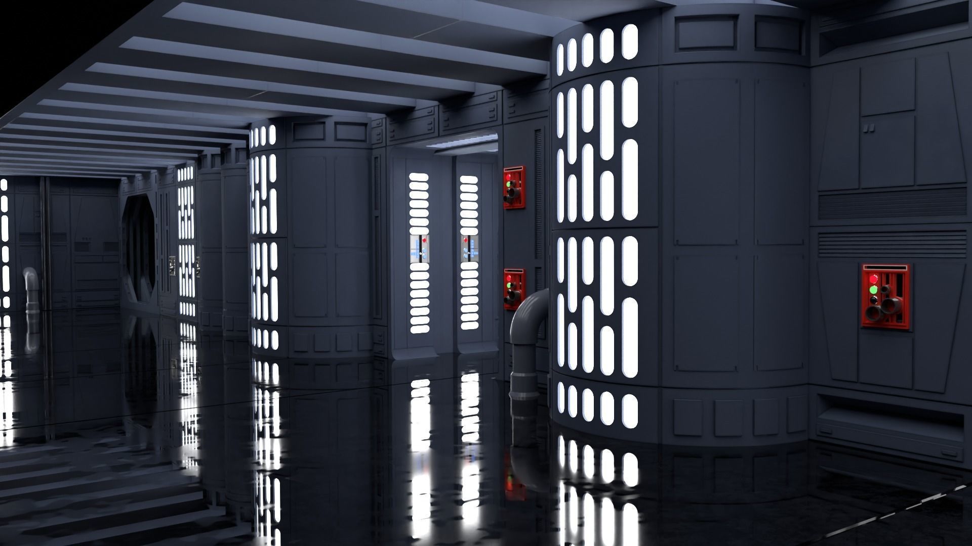 Death Star Wall Panel - E1 - 1-12 scale Blackseries  3D print model_21