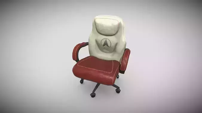 Boss Chair Red White Leather Low-poly 3D model