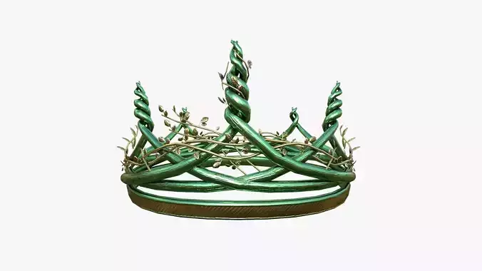 Nature Crown A07 Gold Green - Fantasy Character Design