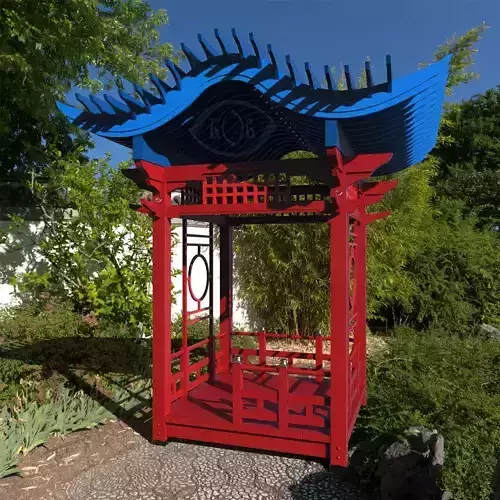 Pergola in Japanese-style 3D model