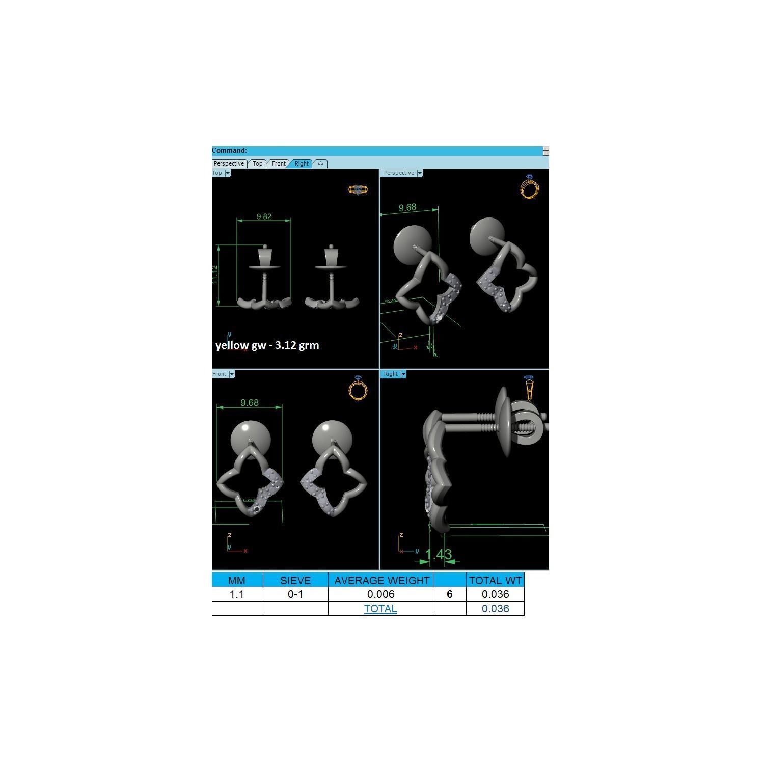 Women Earrings STL JCD OBJ FBX Renders Details 3D print model_15