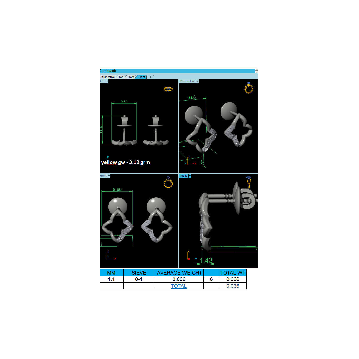 Women Earrings STL JCD OBJ FBX Renders Details 3D print model_14