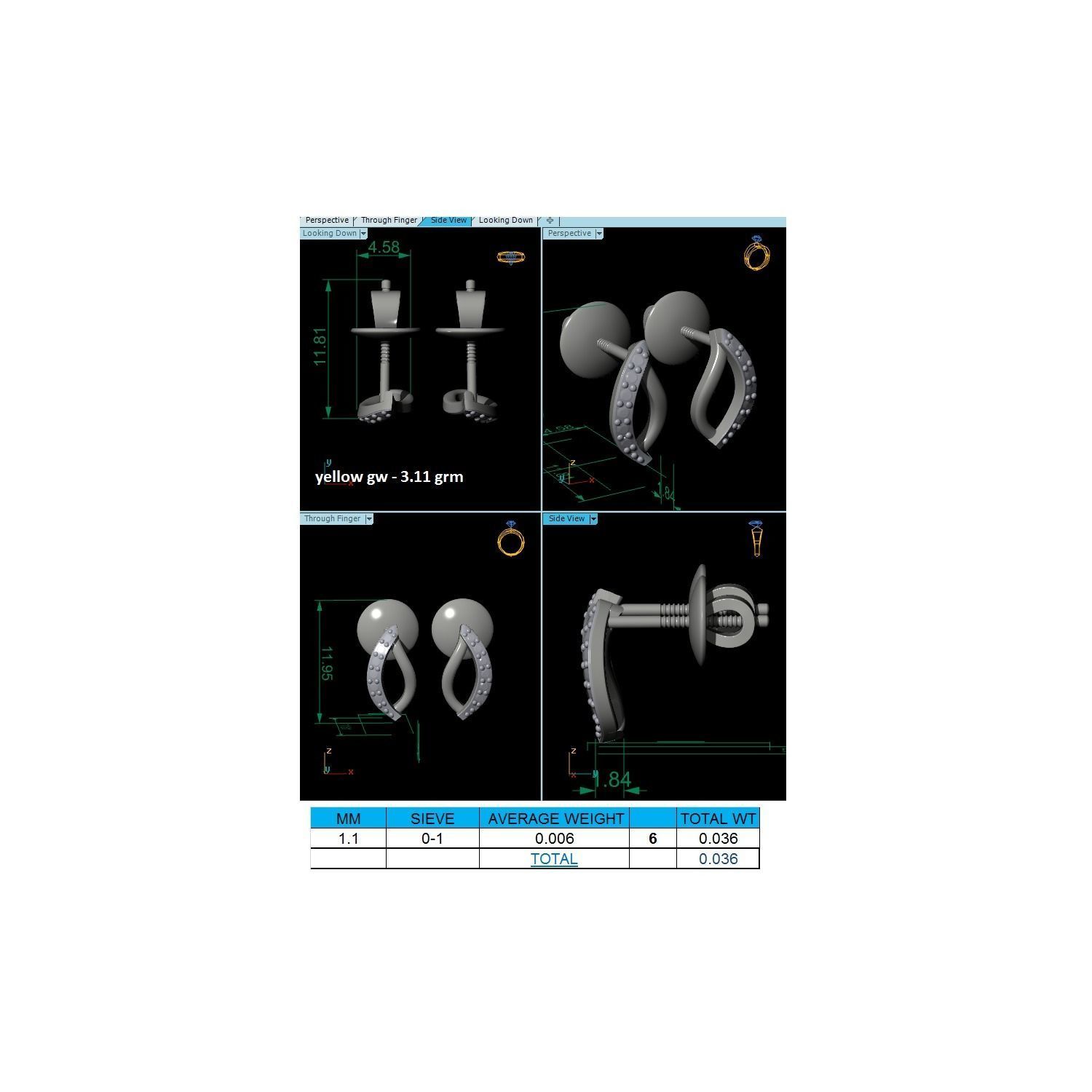 Women Earrings STL JCD OBJ FBX Renders Details 3D print model_17