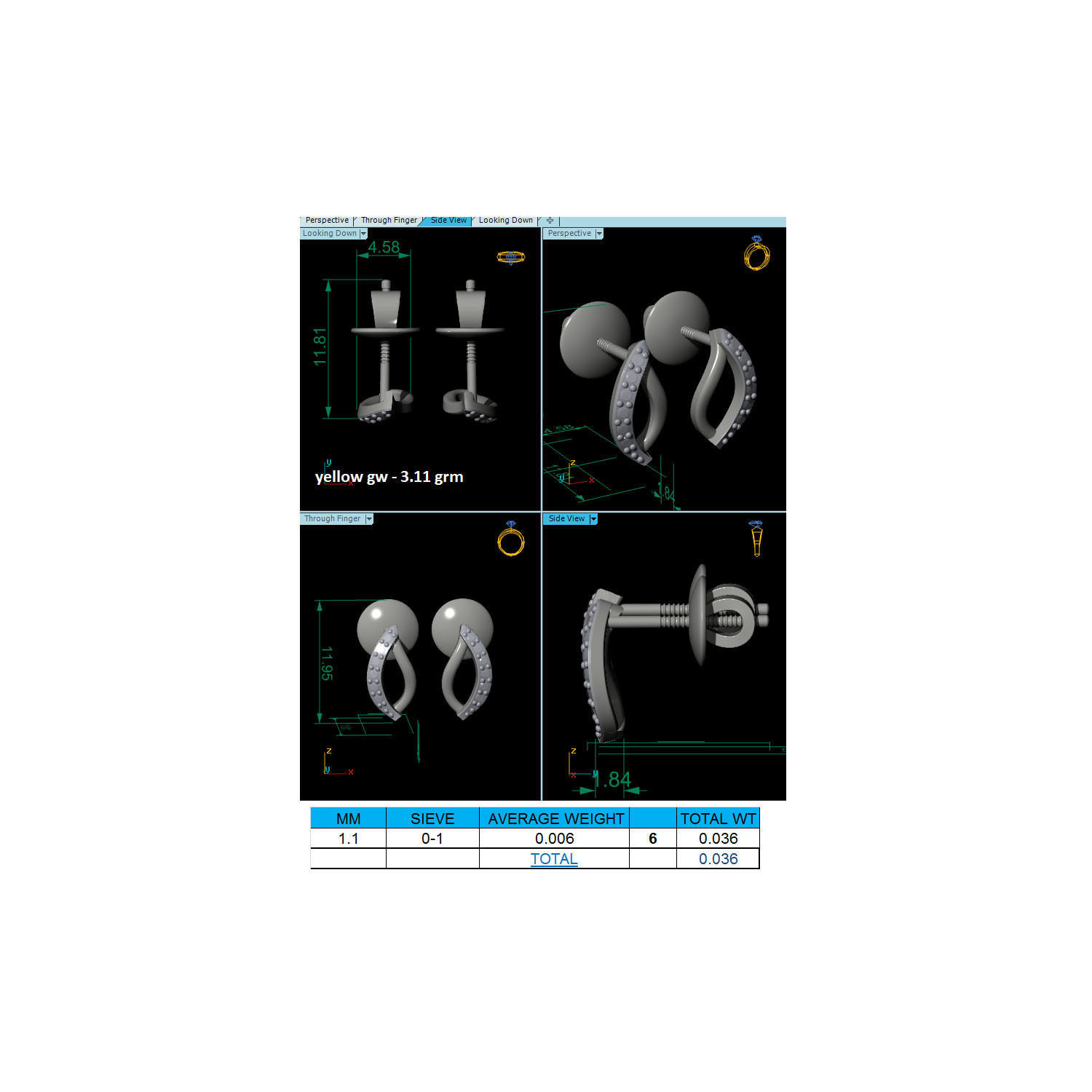 Women Earrings STL JCD OBJ FBX Renders Details 3D print model_16