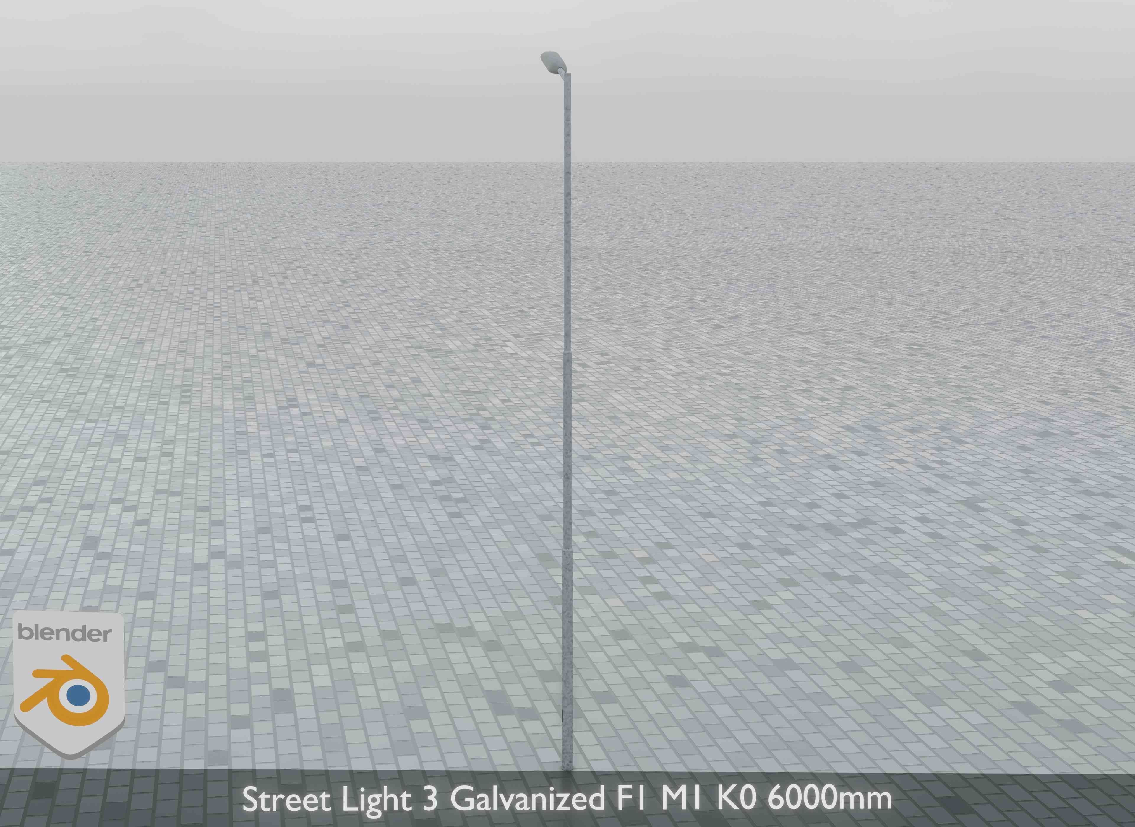Street Light 3 Galvanized F1 M1 K0 6000mm Low-poly 3D model_5