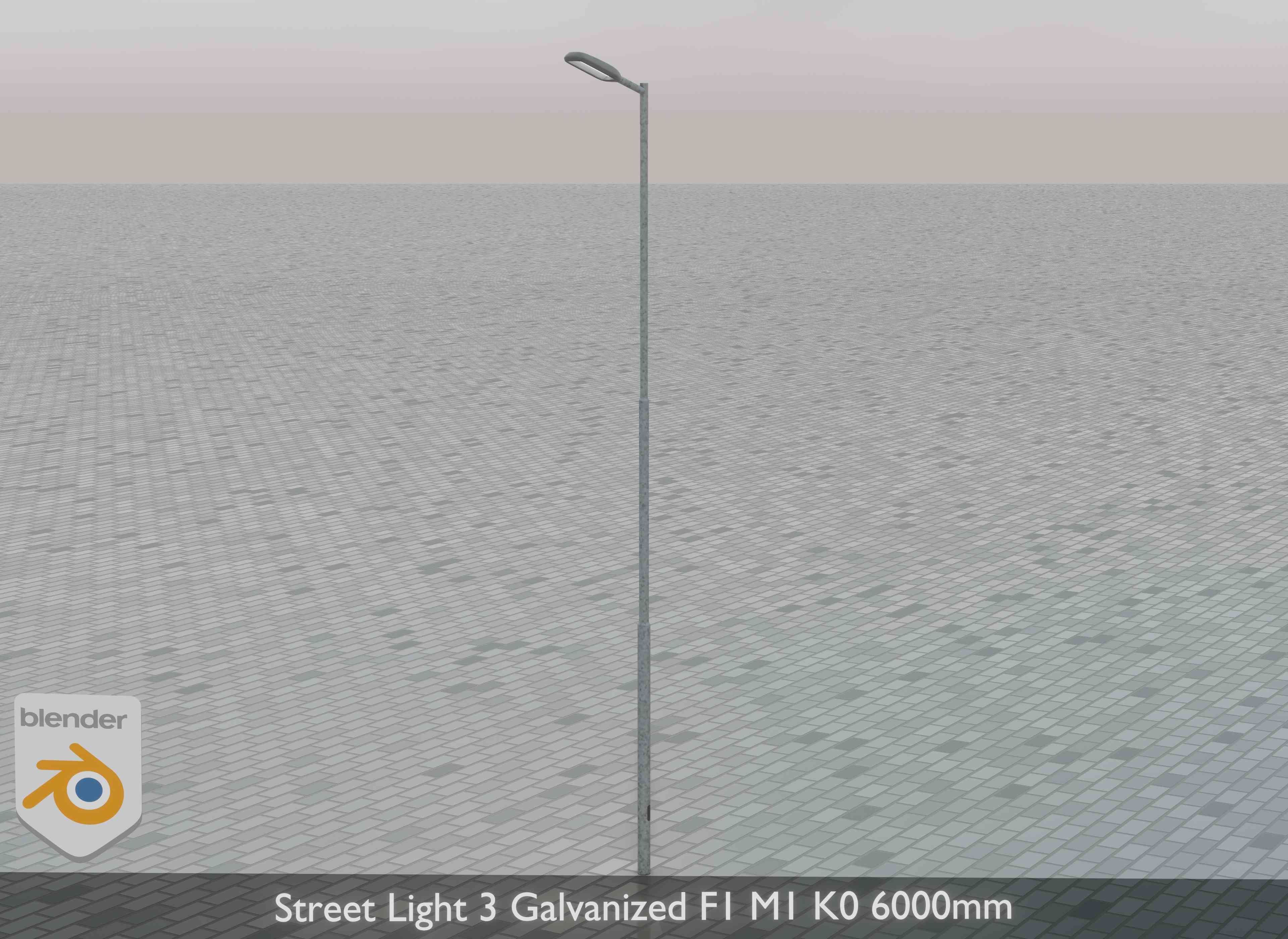 Street Light 3 Galvanized F1 M1 K0 6000mm Low-poly 3D model_34