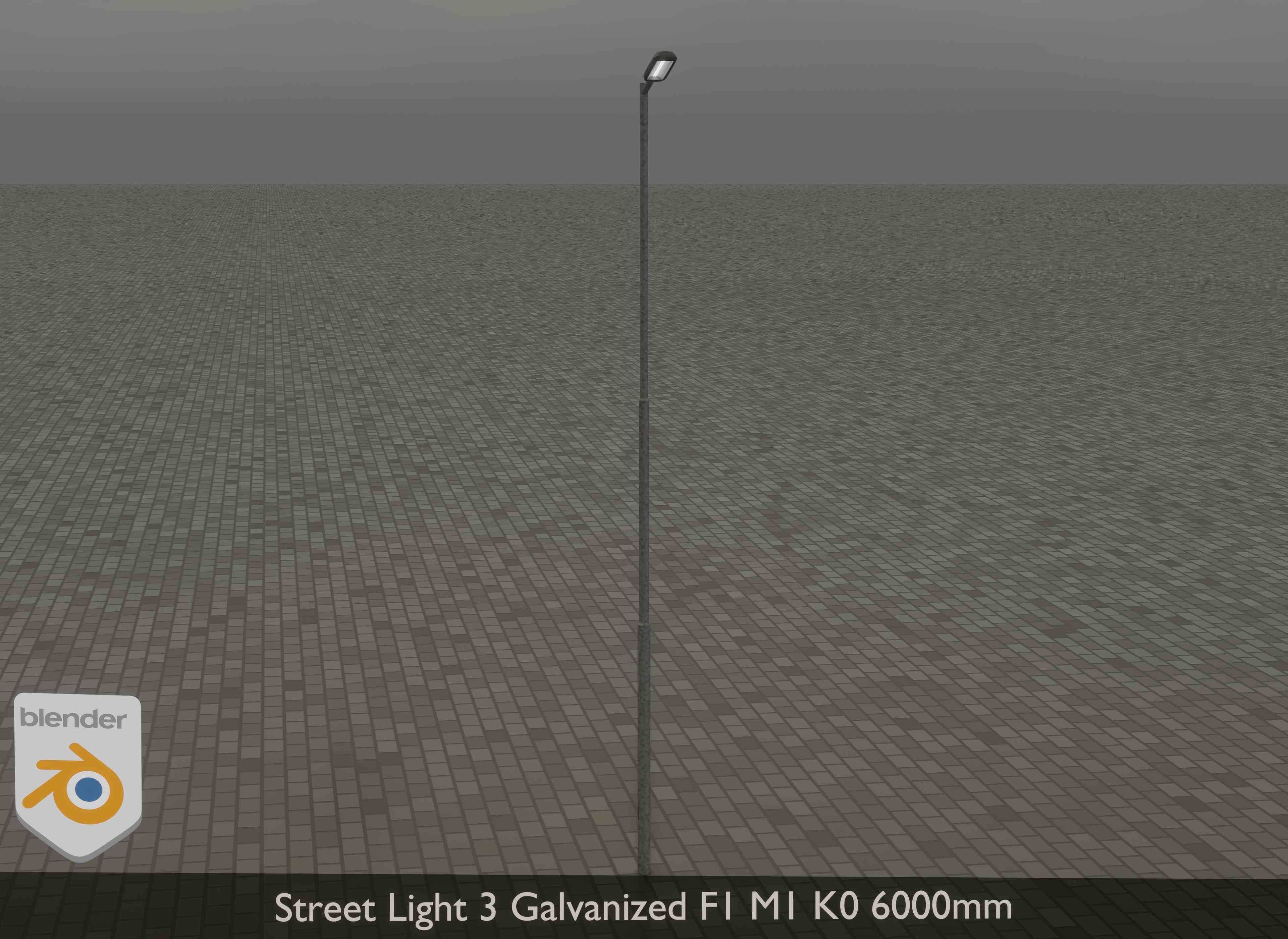 Street Light 3 Galvanized F1 M1 K0 6000mm Low-poly 3D model_14
