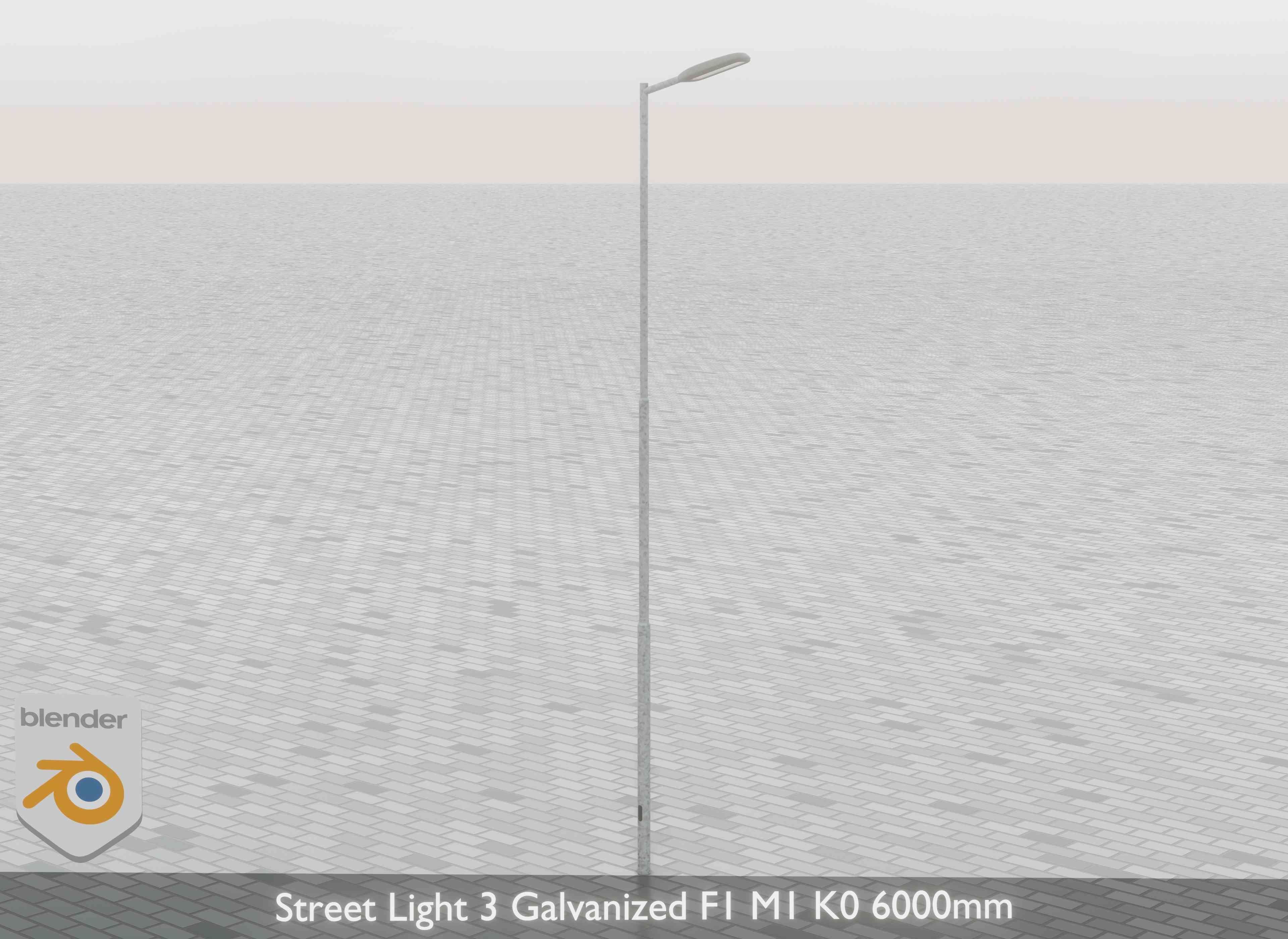 Street Light 3 Galvanized F1 M1 K0 6000mm Low-poly 3D model_30