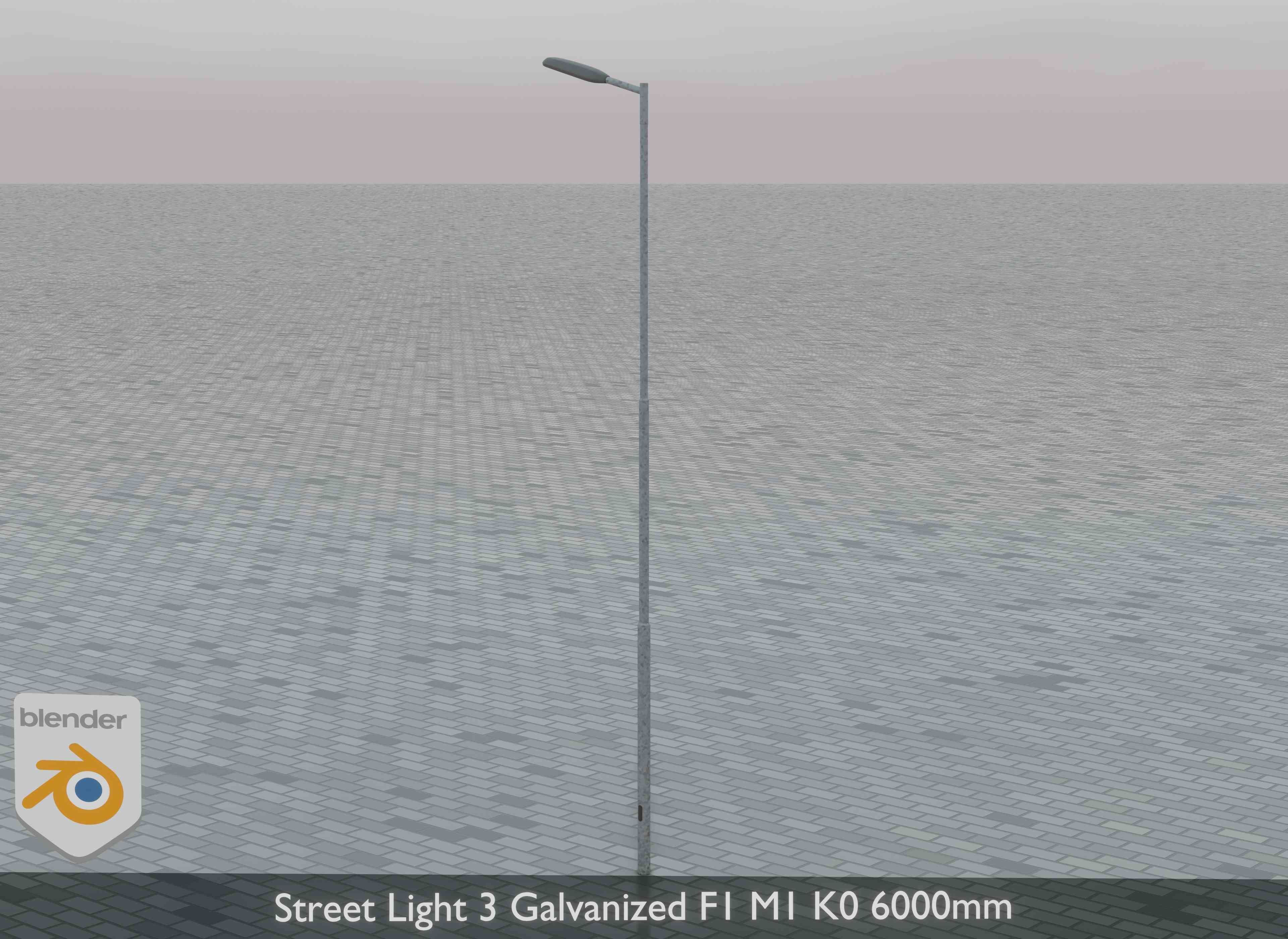 Street Light 3 Galvanized F1 M1 K0 6000mm Low-poly 3D model_3