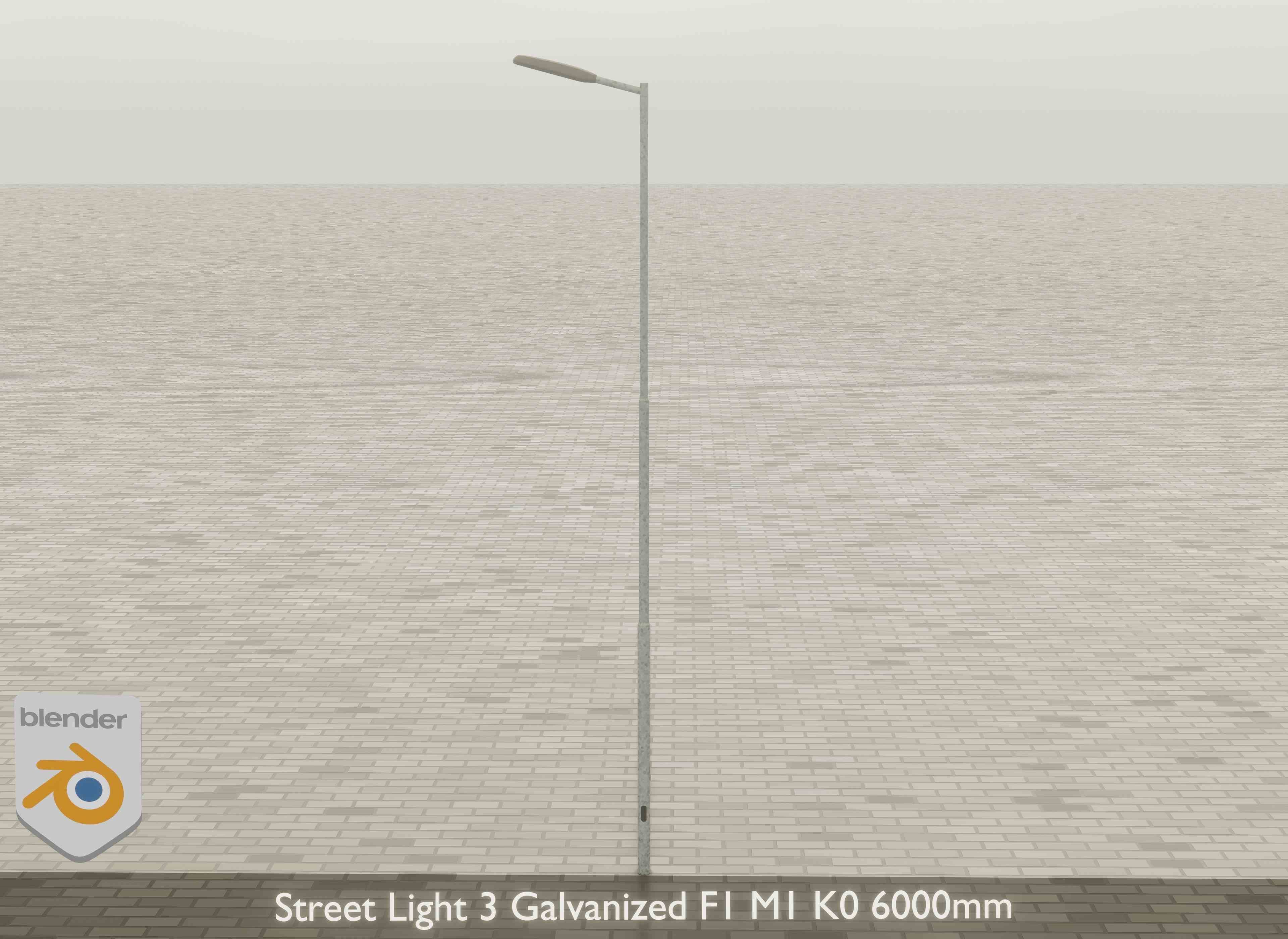 Street Light 3 Galvanized F1 M1 K0 6000mm Low-poly 3D model_19