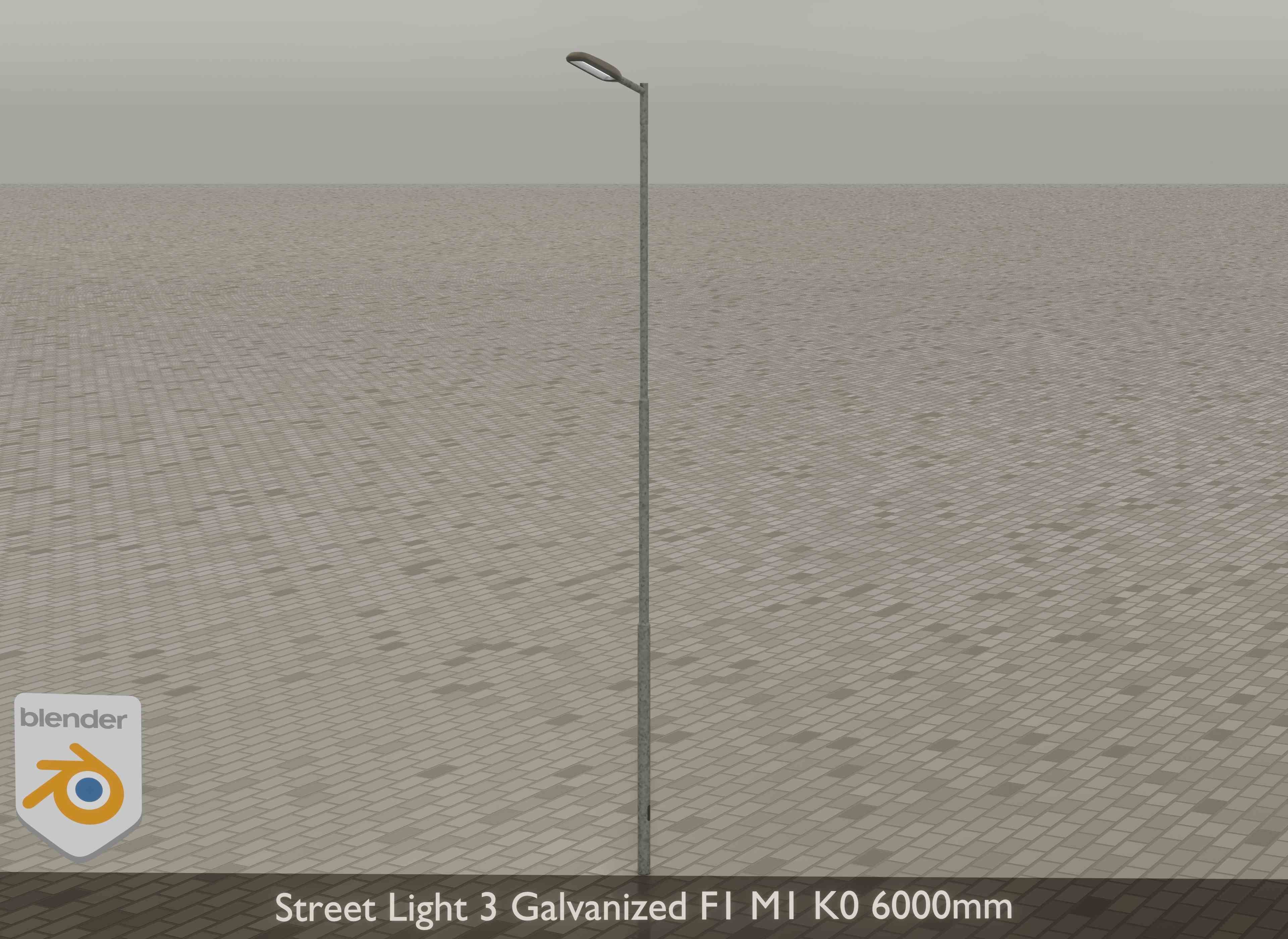 Street Light 3 Galvanized F1 M1 K0 6000mm Low-poly 3D model_16